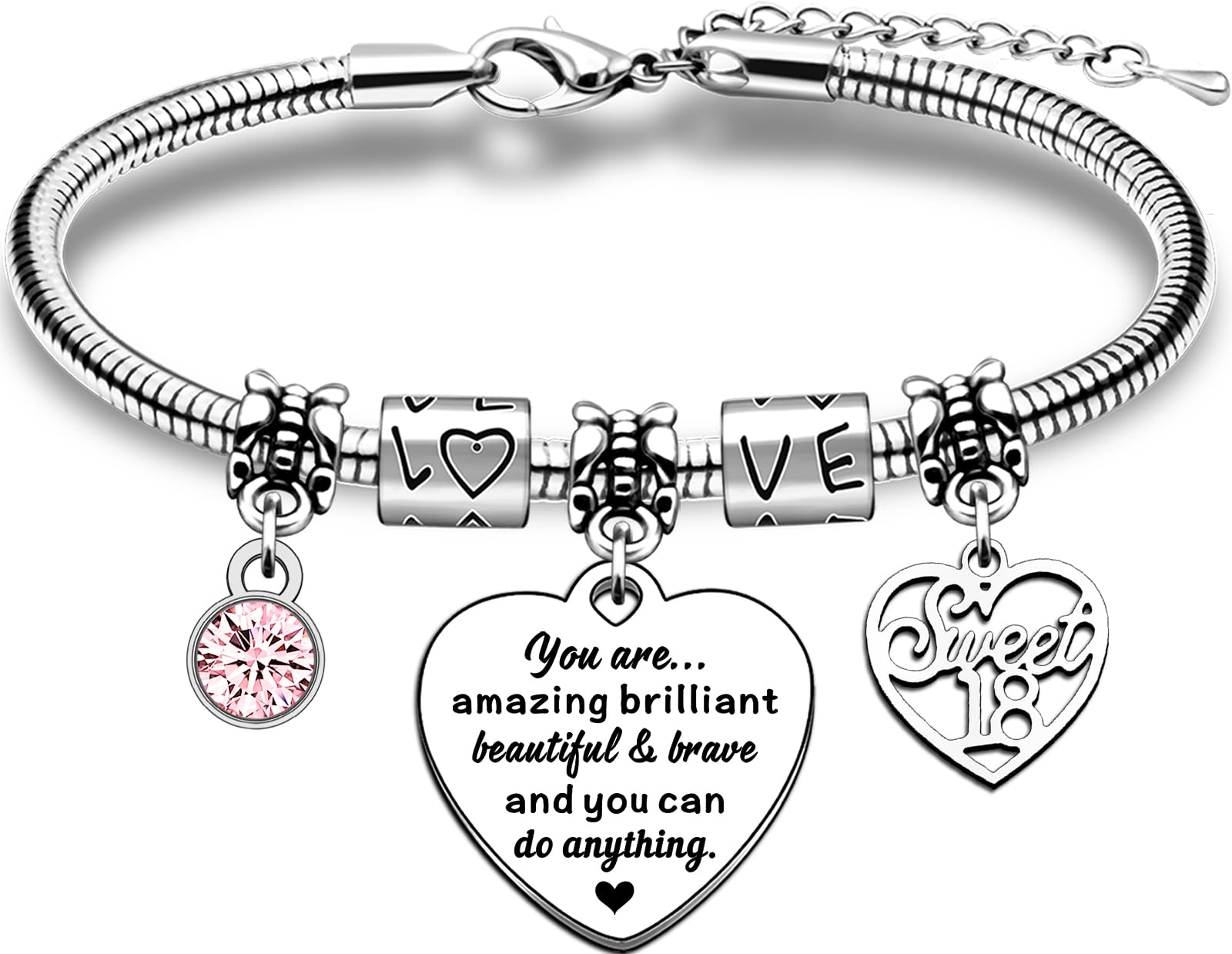 TTOVEN Inspirational 18th Birthday Bracelet for Girls - You Are Amazing & Beautiful Jewelry Gift - Perfect for Birthdays, Graduation, and Special Occasions