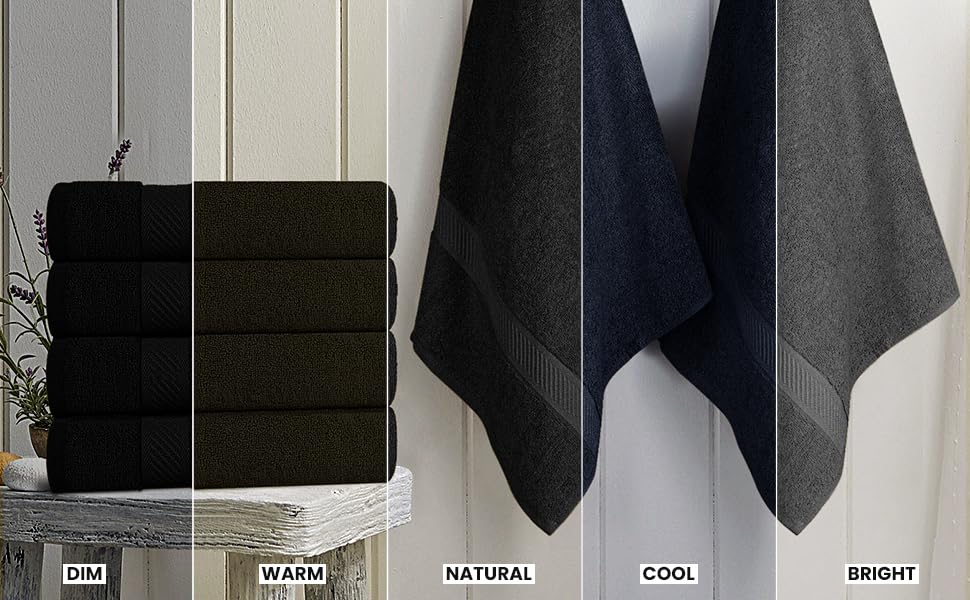 Utopia Towels 6-Pack Medium Bath Towels - 100% Ring Spun Cotton (24x48 Inches) | Soft, Lightweight & Highly Absorbent Quick-Dry Towel Set | Perfect for Hotels, Spas, Bathrooms & Home Use (Black)
