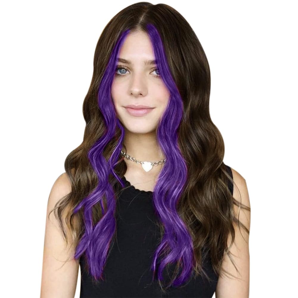 RUNATURE 16 Inch Purple Tape-In & U-Tip Human Hair Extensions for Women - Clip-In Remy Hair for Styling, Parties & Cosplay