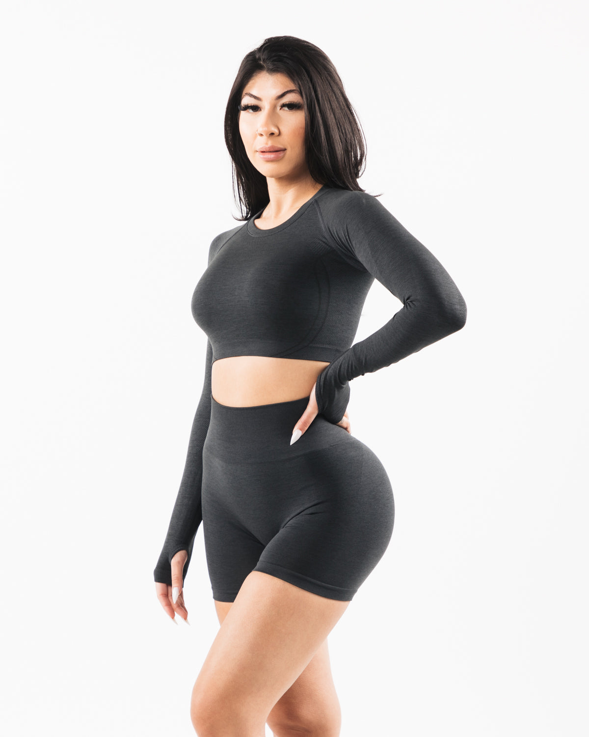 Stratus LS Crop Shadow - Lightweight Breathable Running Top for Women | Perfect for Jogging, Gym Workouts & Outdoor Activities