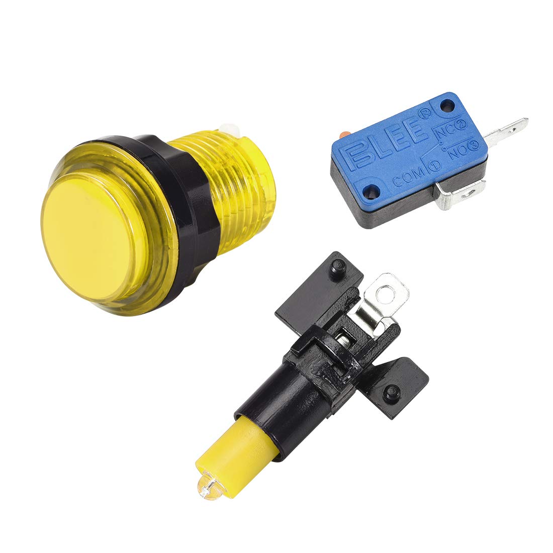 uxcell 33.5mm Round 12V LED Illuminated Arcade Push Button Switch with Micro Switch - Yellow (6 Pack) for Video Games, DIY Arcade Machines & Home Gaming Consoles