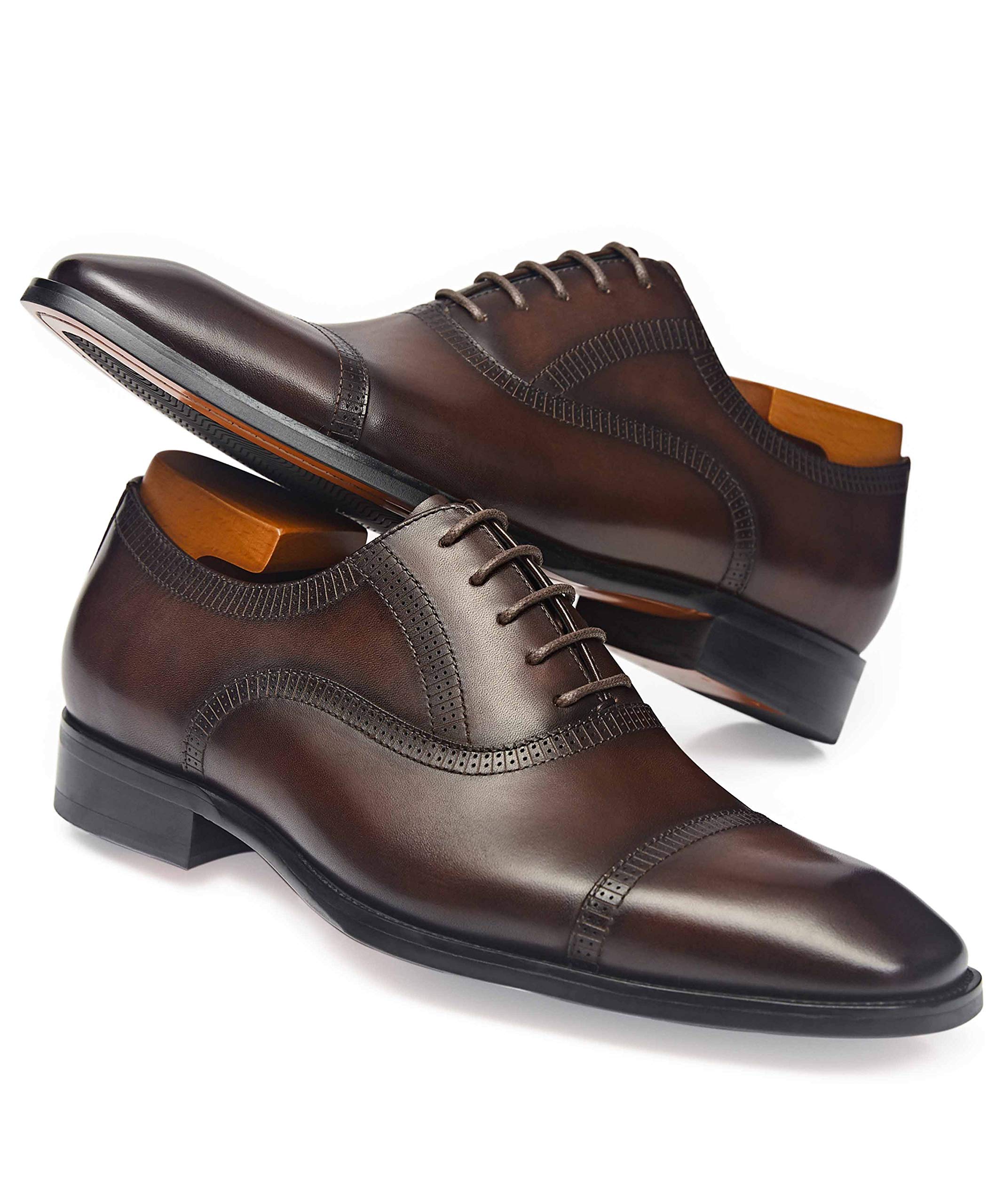 Men's Formal Oxford Leather Wingtip Dress Shoes - Classic Lace Up Business & Wedding Shoes for Professional & Special Occasions