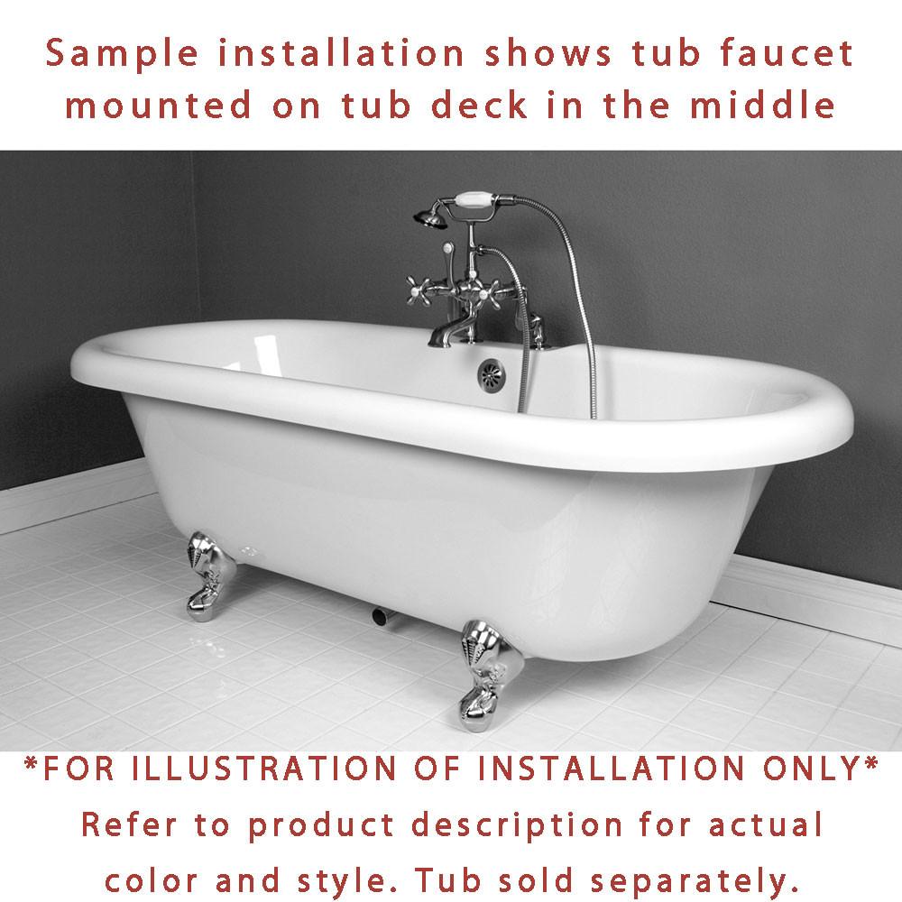Chrome Deck Mount Clawfoot Bathtub Faucet Set with Drain Supplies & Stops - CC1136T1 System - Perfect for Vintage & Modern Bathroom Renovations