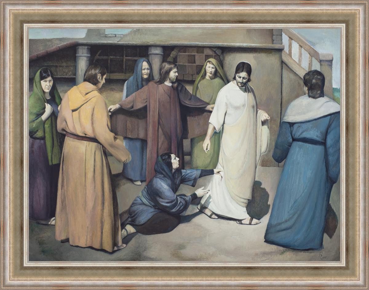 Large Wall Art Canvas Print - Inspirational Biblical Scene 'And Touched His Garment' - Perfect for Living Room, Bedroom & Church Decor