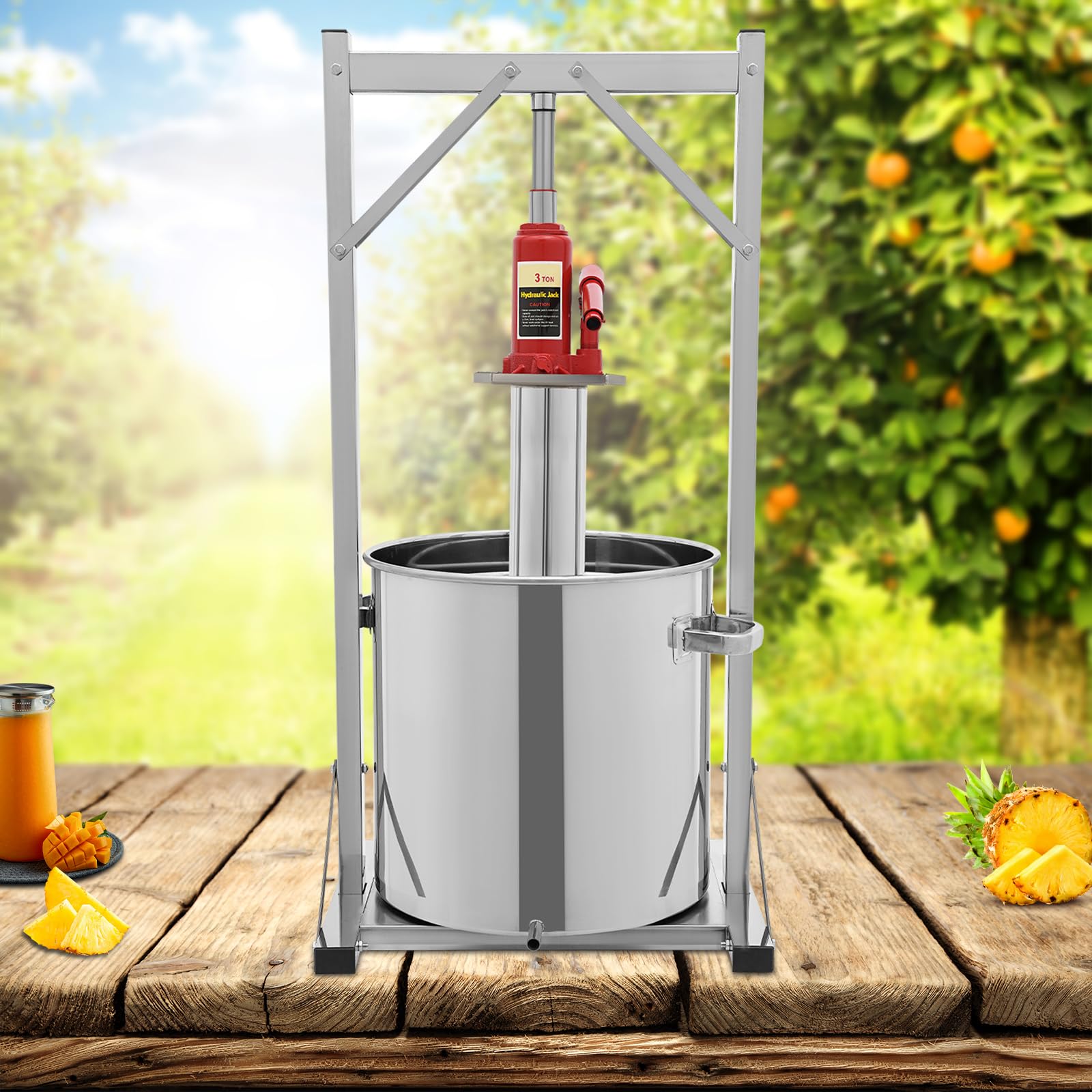 36L/9.5 Gallon Stainless Steel Hydraulic Fruit Wine Press - Manual Cider Juicer Extractor for Apple, Grape & Berries - Perfect for Home Brewing, Winemaking & Juice Extraction DIY Projects