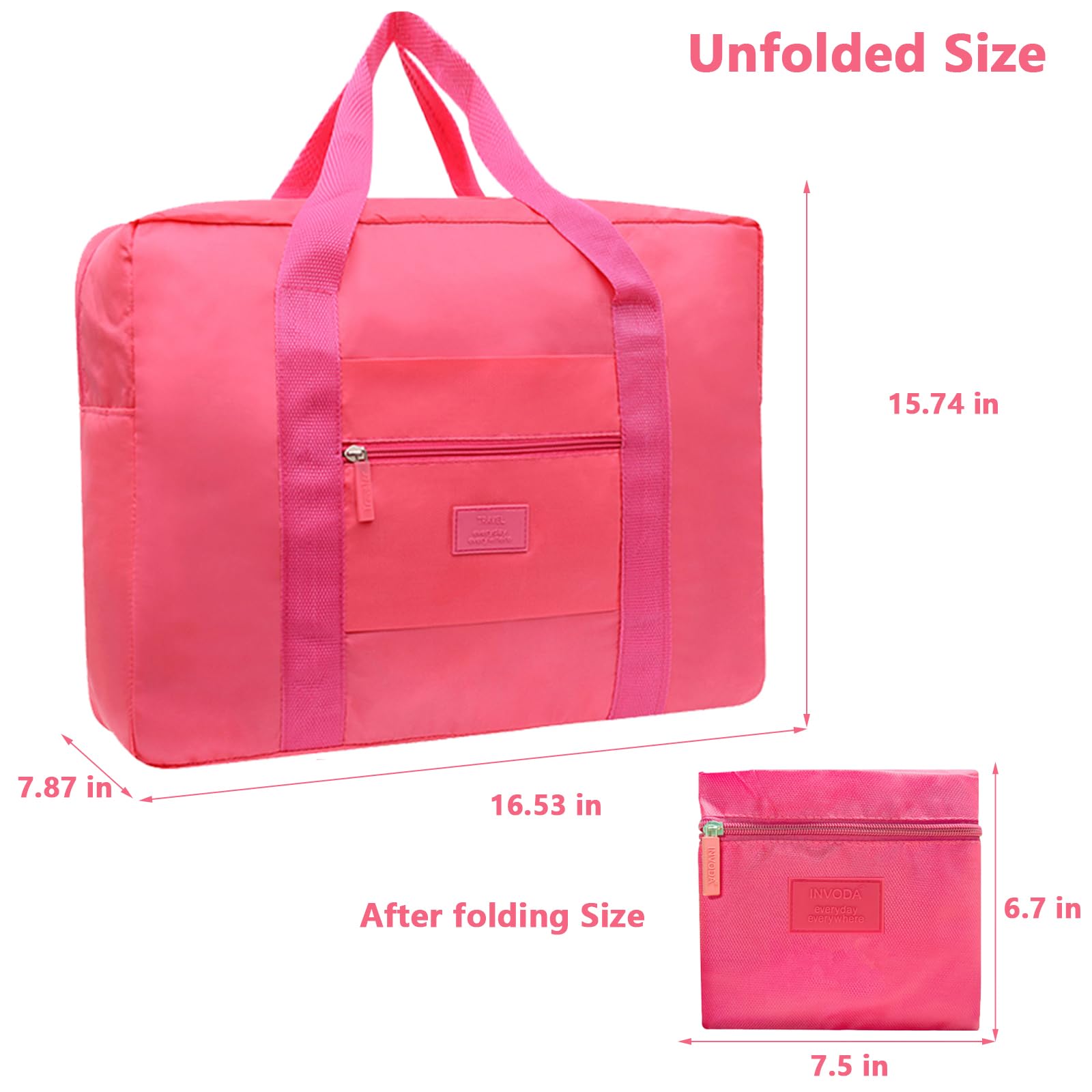 Lightweight Foldable Waterproof Travel Duffel Bag for Women & Men - Carry On Luggage, Weekender Overnight Bag (Red) | Perfect for Gym, Beach Trips & Weekend Getaways