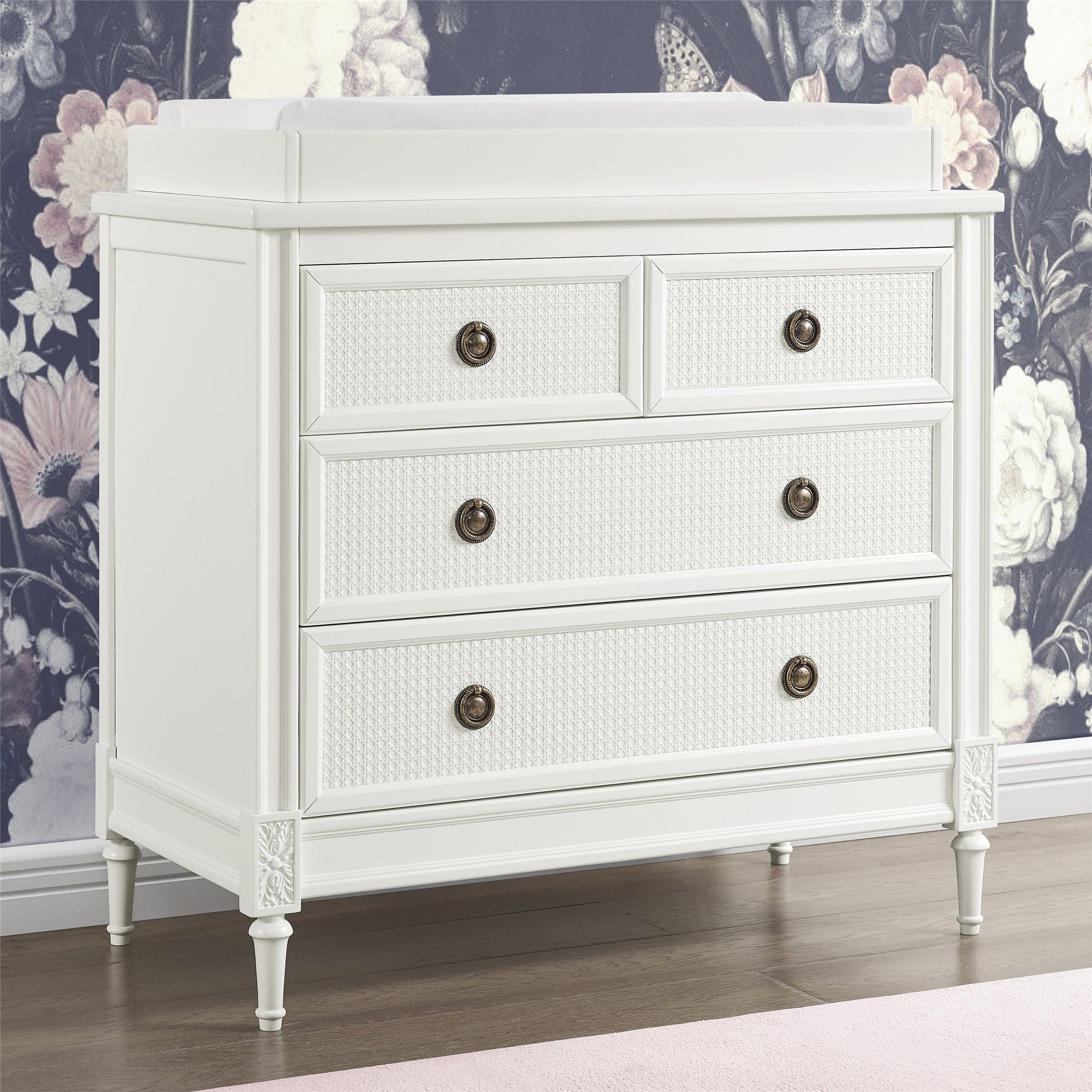Madeline 4 Drawer Dresser with Changing Top - White Nursery Dresser with Changing Table for Baby Room Organization & Storage - Perfect for Newborn Essentials & Toddler Clothes