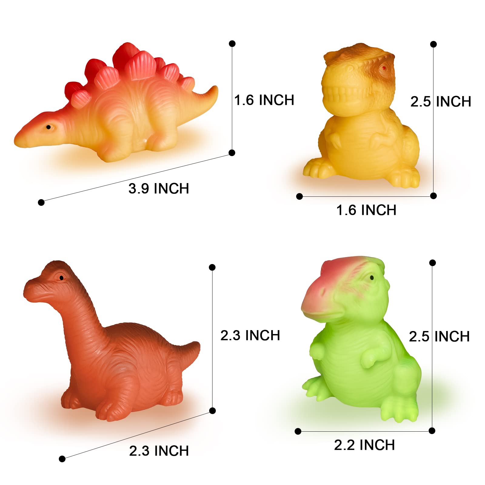 Glow in The Dark Floating Dinosaur Bath Toys - 6 Pack No Hole Baby Bathtub Toys for Toddlers & Kids | Perfect Birthday, Christmas, Easter Gift for Boys & Girls | Fun Sensory Play for Preschool Bathtime & Pool Parties