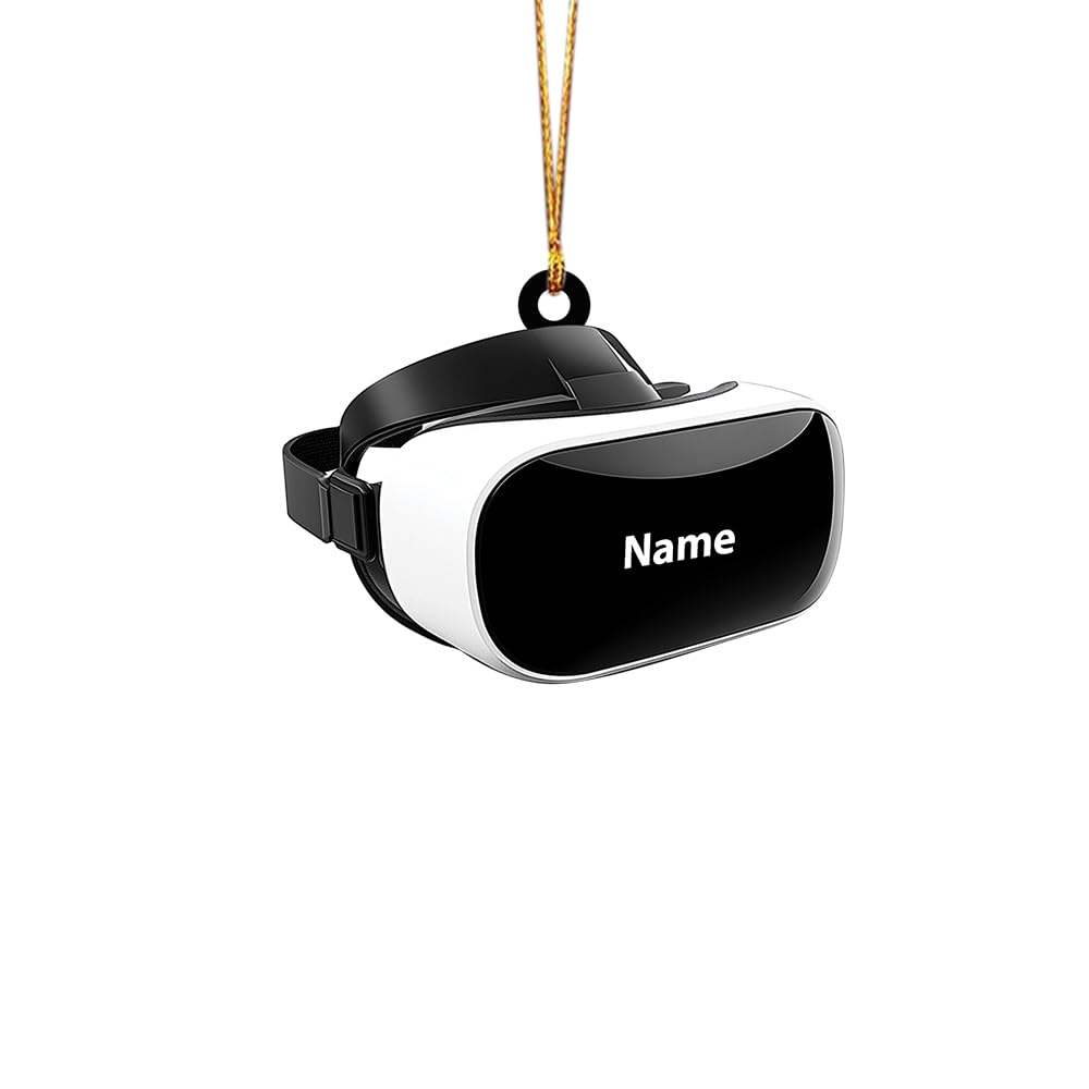 Personalized VR Headset Christmas Ornament - 2D Flat Virtual Reality Decor, Metaverse Holiday Gift with VR Controller Charm - Perfect for Tree Decor, Stocking Stuffers & Tech Lover Gifts (ID-1106-JNBL/ID-1113-OJCL)