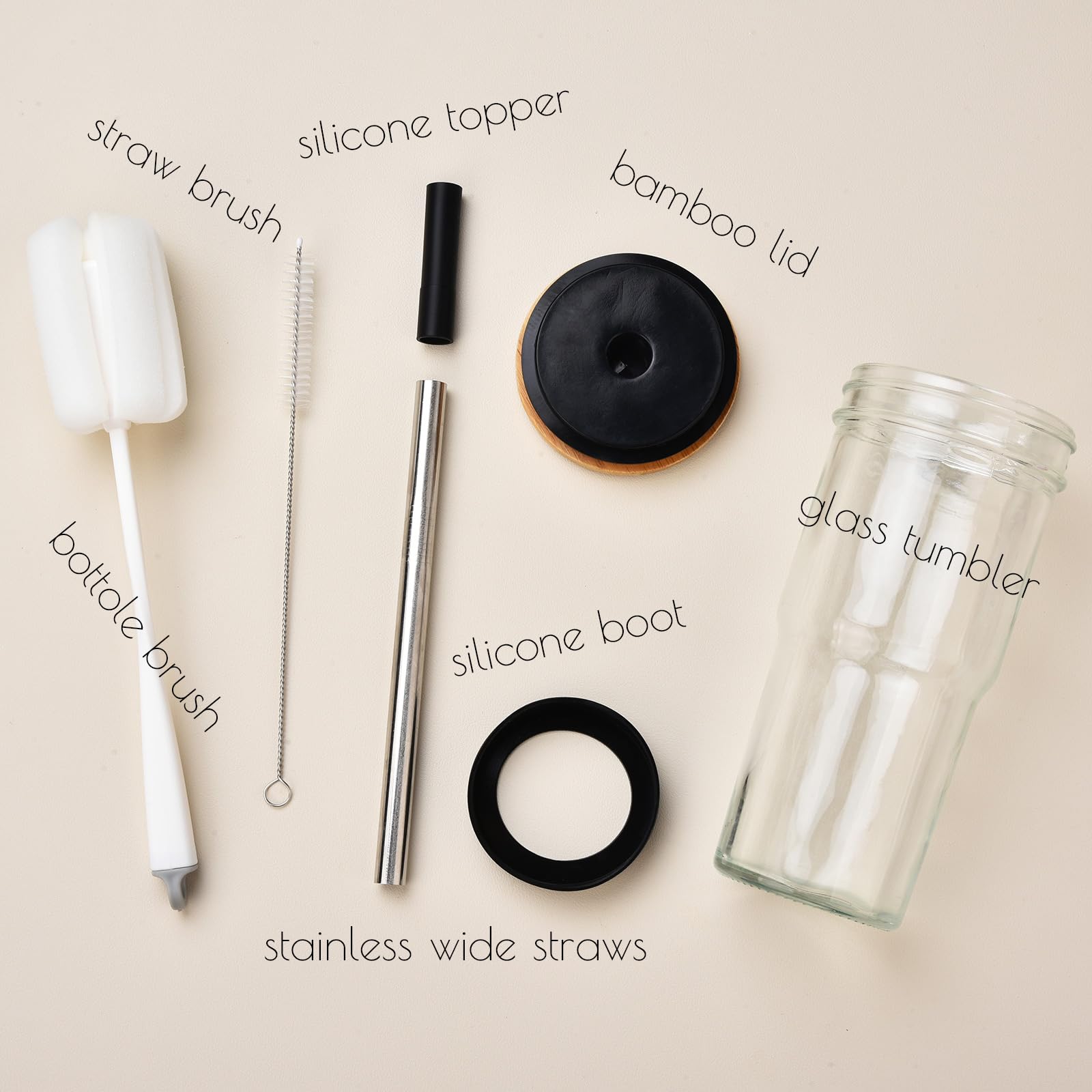 ALINK 24 oz Mason Jar Drinking Glasses with Lids & Straws - Reusable Tumbler Cups with Silicone Boot, Tips & Brush - Perfect for Iced Coffee, Boba Tea, Smoothies & Cold Drinks - Set of 2 Black Cups for Home, Office or Outdoor Use