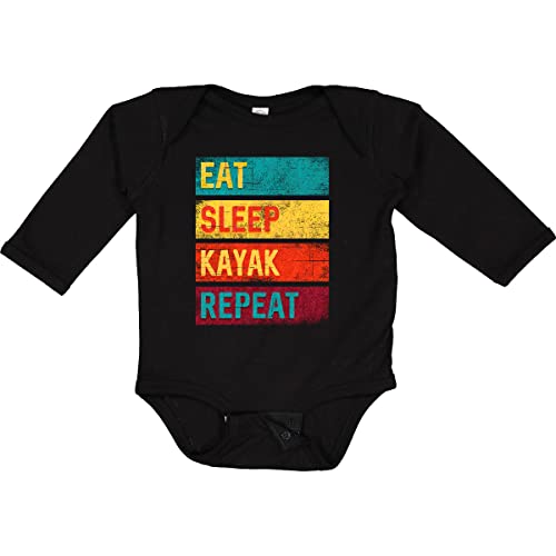 Inktastic Kayaking Eat Sleep Kayak Repeat Long Sleeve Baby Bodysuit - Comfortable & Cute Outfit for Kayaking Enthusiasts & Outdoor Adventures