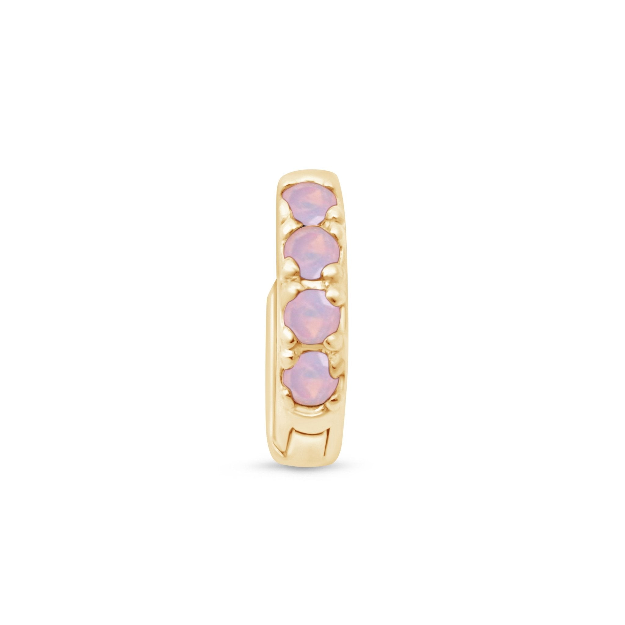 14K Solid Yellow Gold Opal Pavé Studded Huggie Earrings | Elegant & Dainty Hoop Earrings for Women | Perfect for Parties, Weddings & Everyday Wear