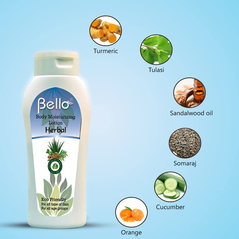 Bello Body Moisturizing Herbal Lotion 200ml (Pack of 2) - Deep Hydration for Dry Skin | Daily Body Moisturizer for Smooth & Soft Skin | Perfect for Winter Care & After Shower Use