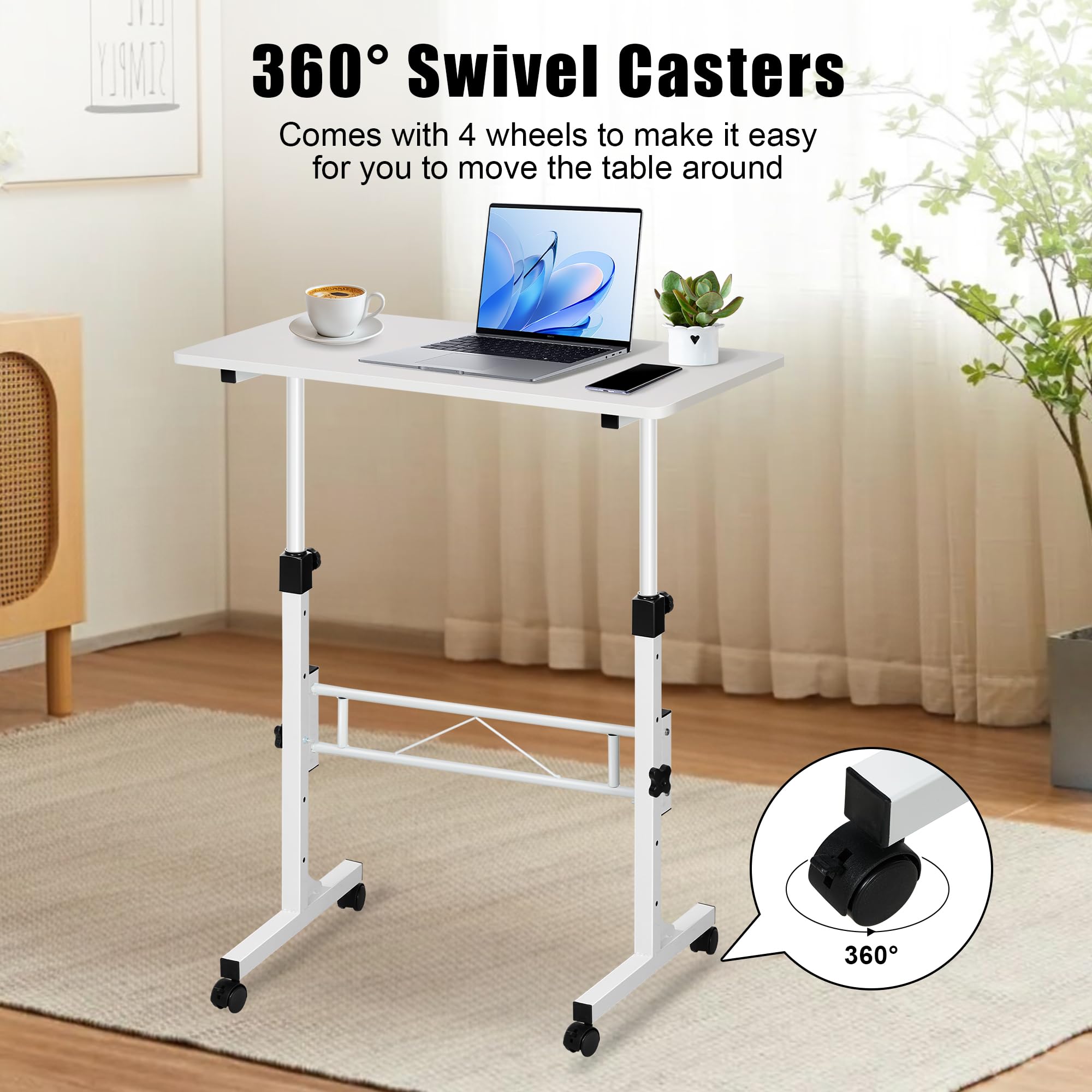 Adjustable Standing Desk with Wheels for Treadmill & Office Use