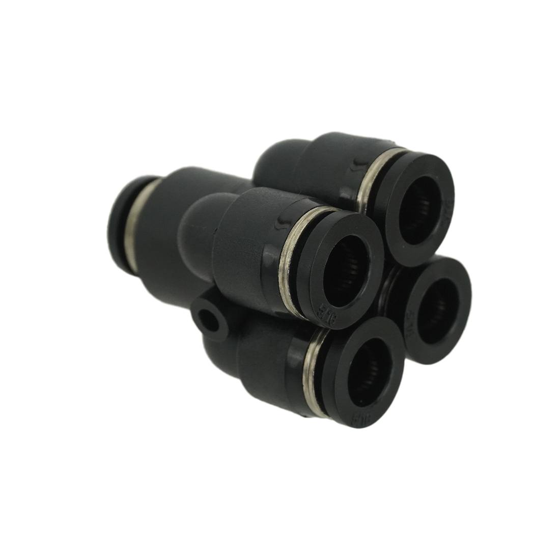 XERO Push To Fit Four Way Fitting 5/16 Inch - Air Compressor Quick Connect Coupler for Pneumatic Tools - Perfect for DIY Projects, Automotive Repair, and Industrial Applications