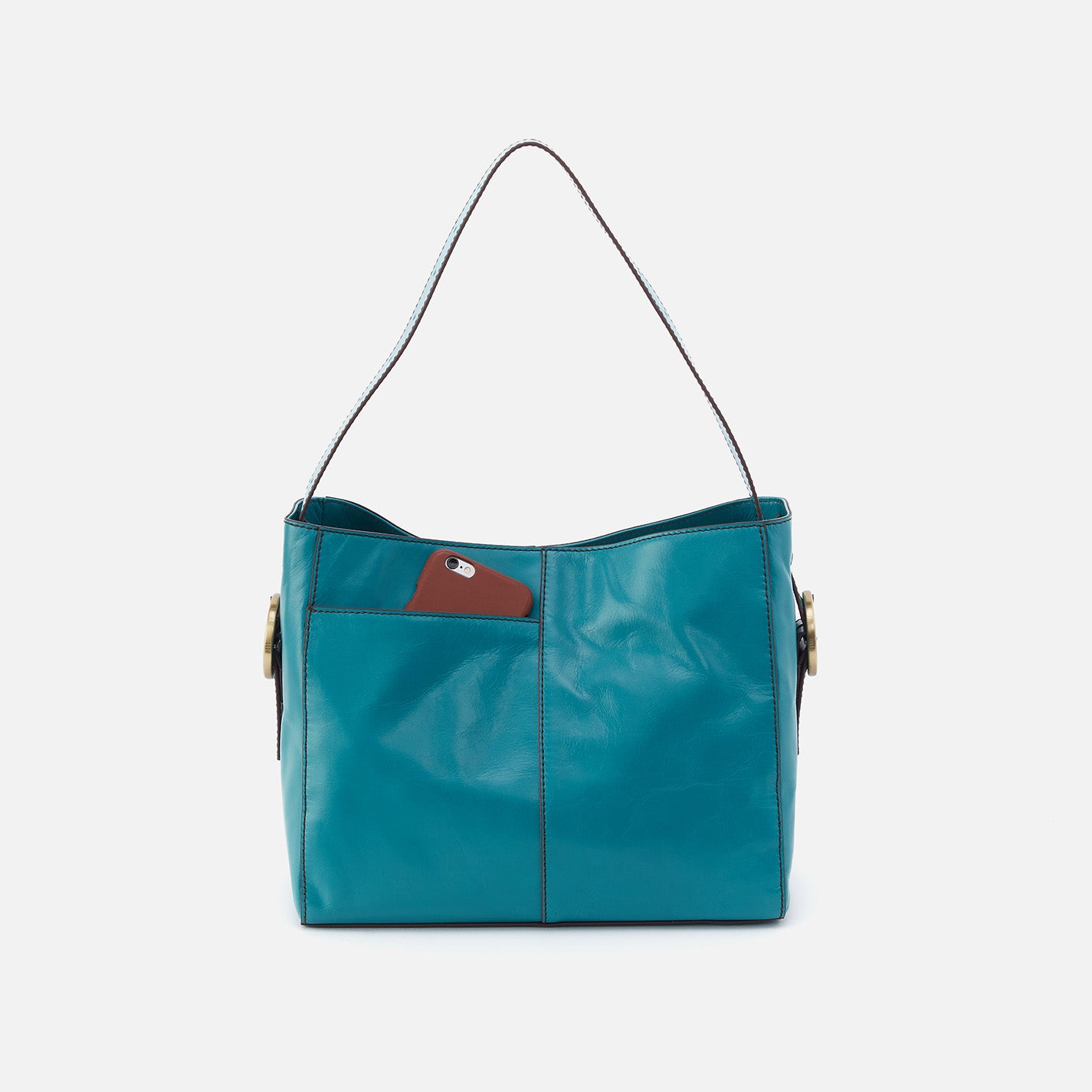 Premium Polished Leather Shoulder Bag in Biscayne Blue - Stylish & Durable for Work, Travel & Everyday Use