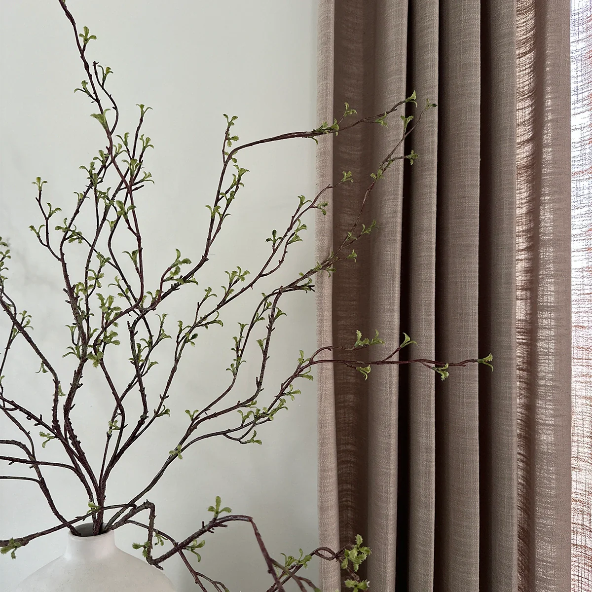Pinch Pleated Blackout Curtains - 100% Linen Custom Drapes in Grey & Beige | Modern Thermal Insulated Window Treatments for Living Room & Bedroom