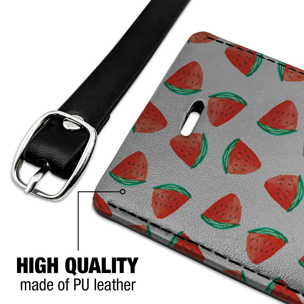 Watermelon Slices Pattern Rectangle Leather Luggage Tag - Durable Carry-On ID Tag for Suitcases & Travel Bags | Perfect for Summer Vacations, Beach Trips & Tropical Getaways