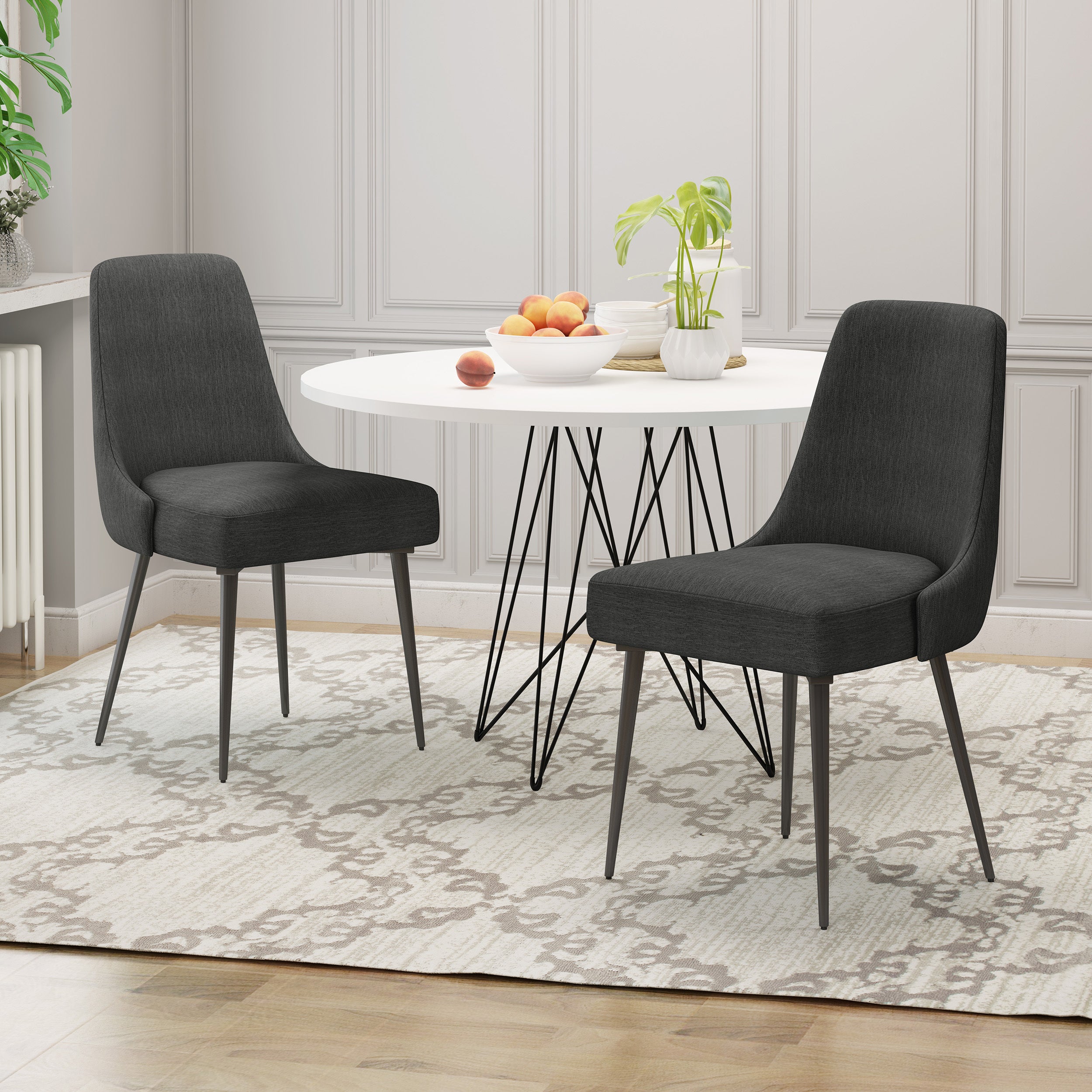 Modern Dining Chairs Set of 2 - Sturdy Wooden Kitchen Chairs with Padded Seats - Comfortable Home & Restaurant Furniture for Dining Room, Kitchen, Breakfast Nook & Cafe