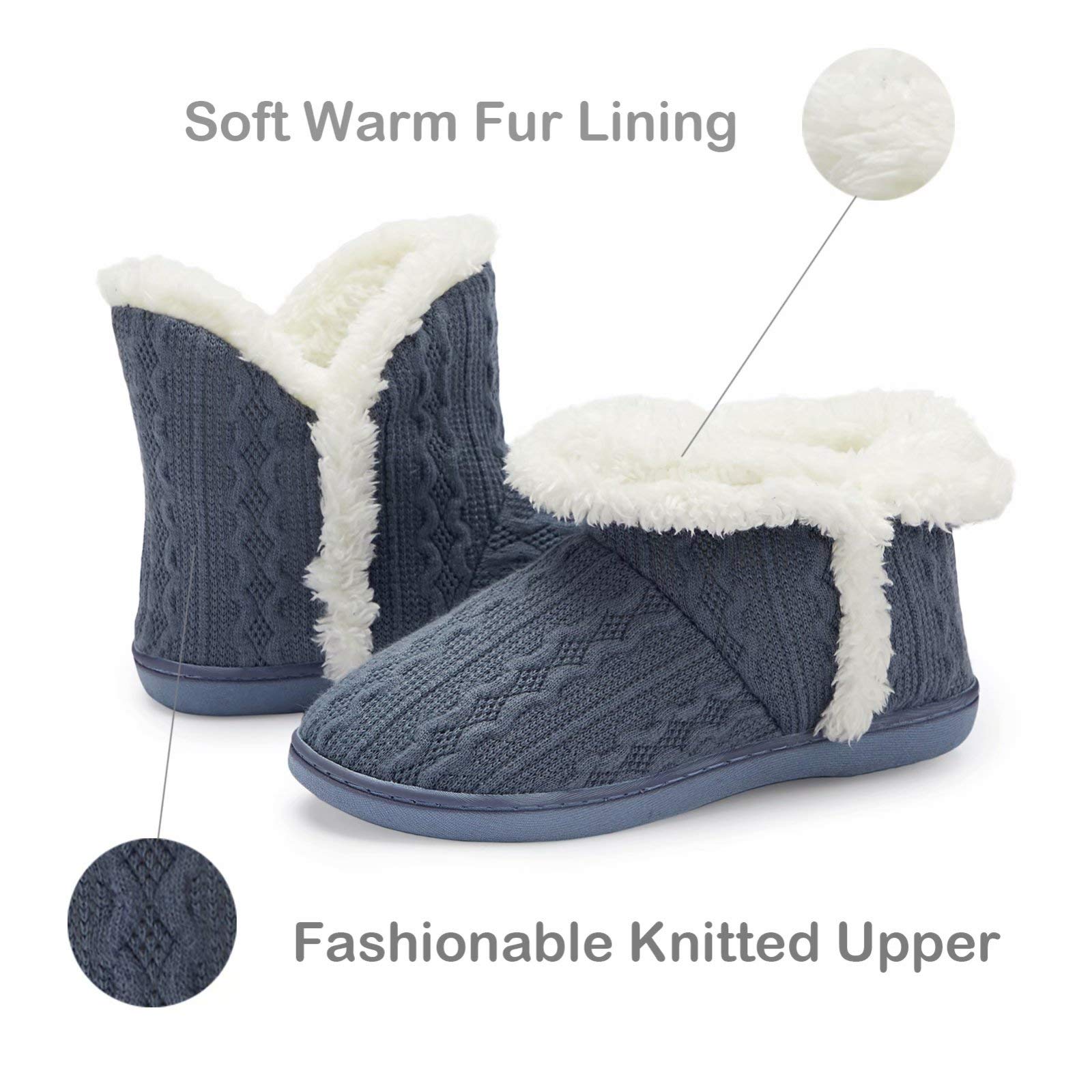 TUOBUQU Women's Winter Bootie Slippers - Cozy Fluffy Plush House Shoes for Indoor & Outdoor Use - Warm Fuzzy Slippers for Home, Office, Travel and Cold Weather Comfort