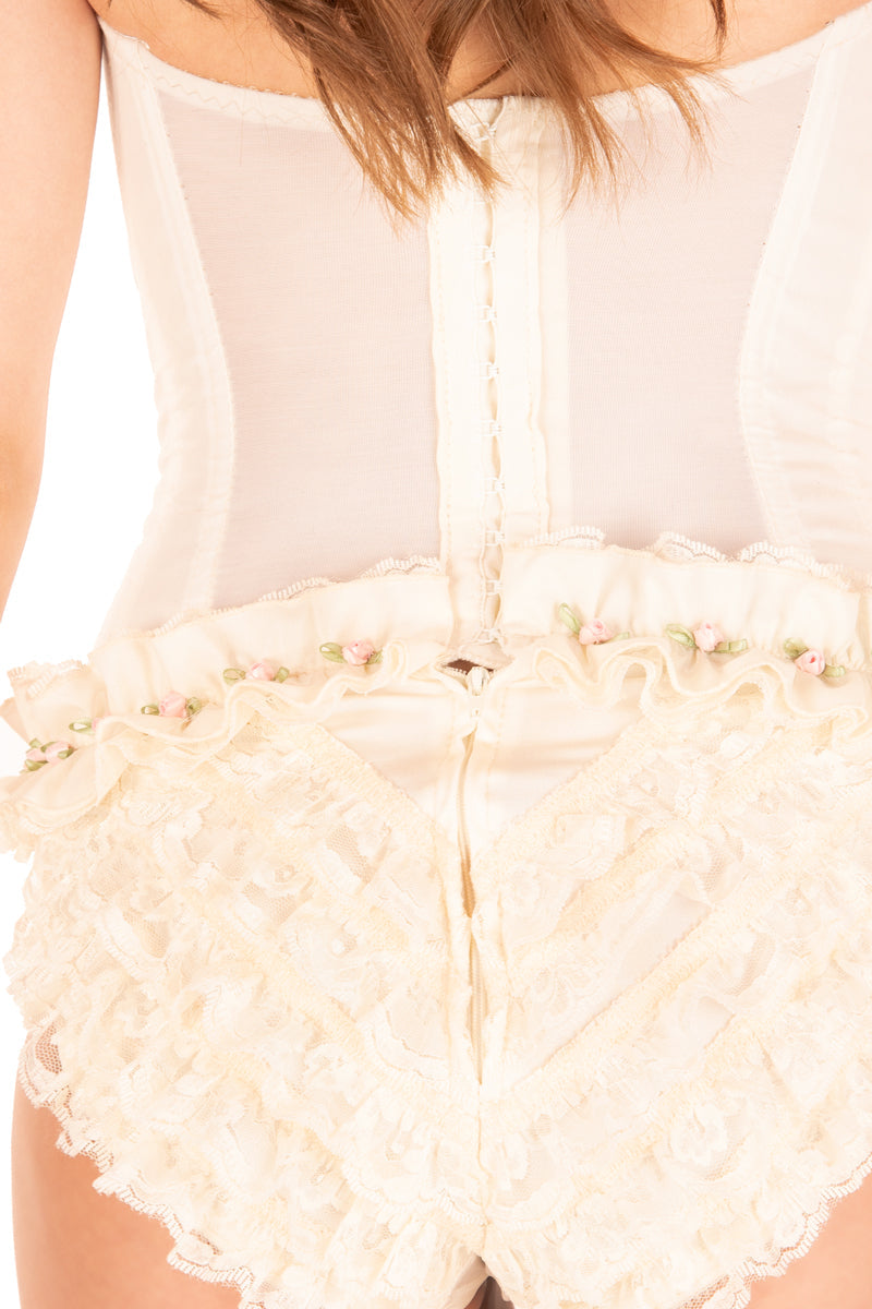 Sexy Strapless Corset Teddy Lingerie for Women - Elegant Bustier Bodysuit with Lace Trim - Perfect for Valentine's Day, Bridal Shower & Romantic Nights