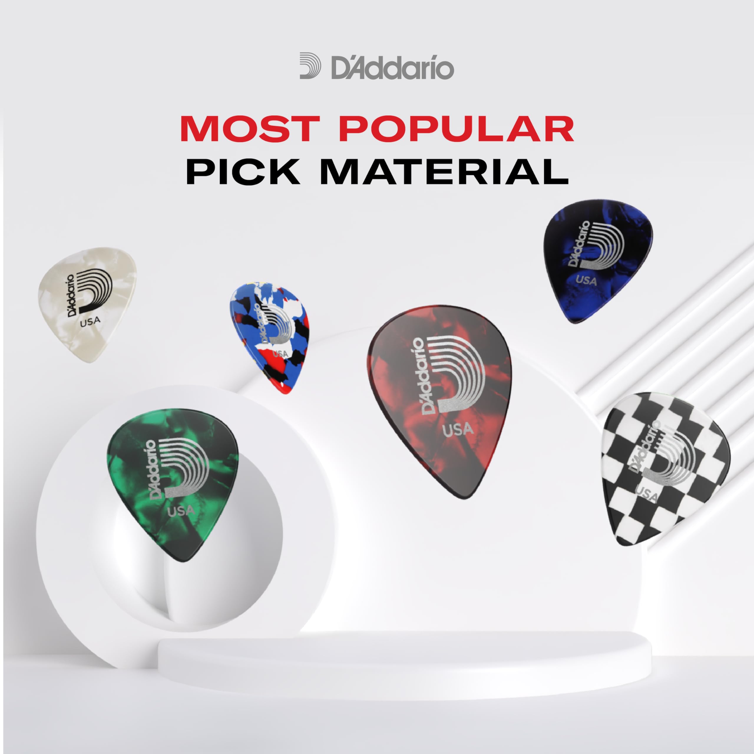 D'Addario Camouflage Celluloid Guitar Picks - 100 Pack Medium Gauge for Acoustic & Electric Guitar - Perfect for Rock, Blues & Country Music Playing