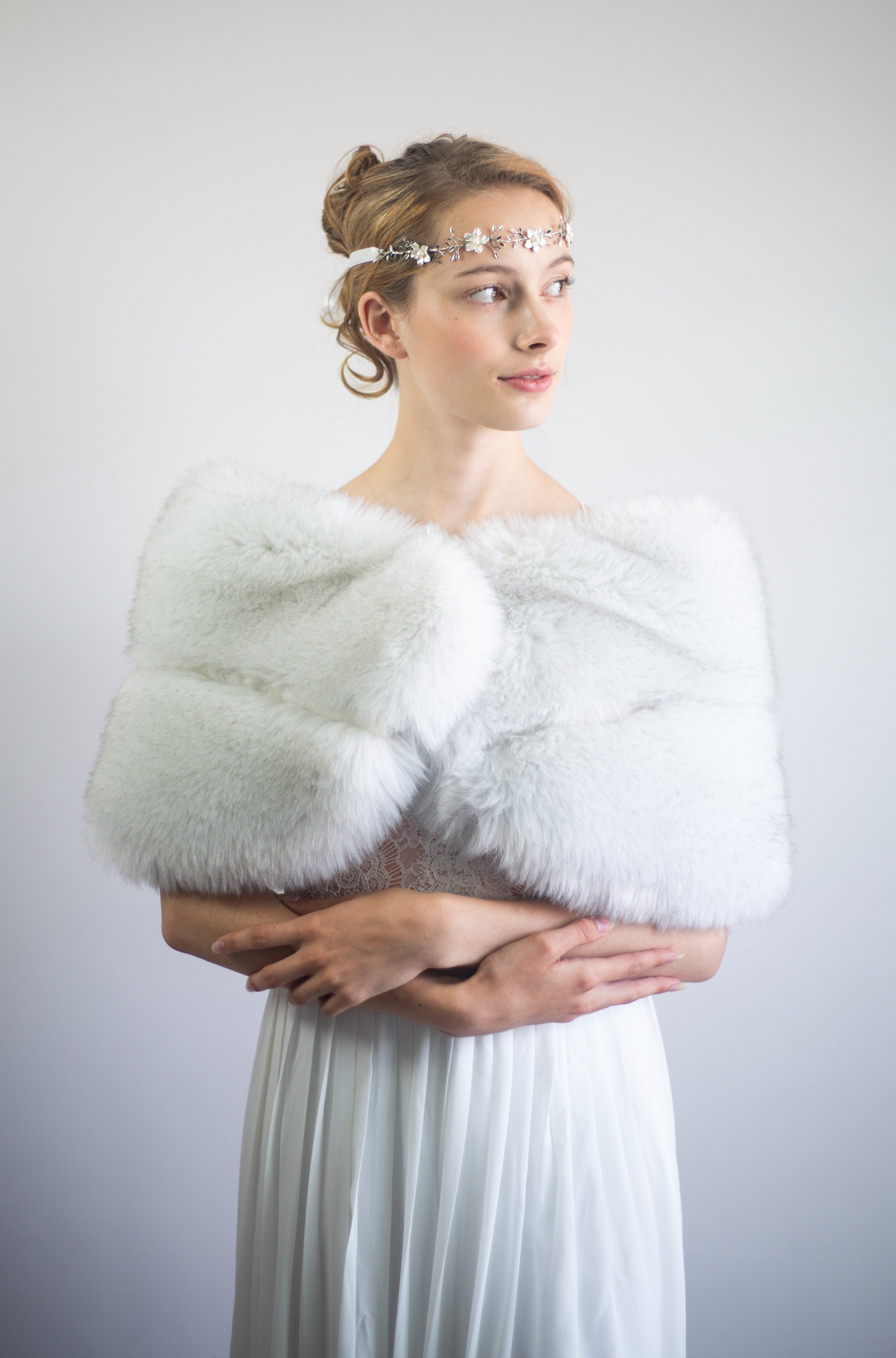 Light Gray Fur Wrap Scarf - Soft & Warm Winter Shawl for Women | Penelope LGry07 | Perfect for Cold Weather, Parties & Outdoor Activities