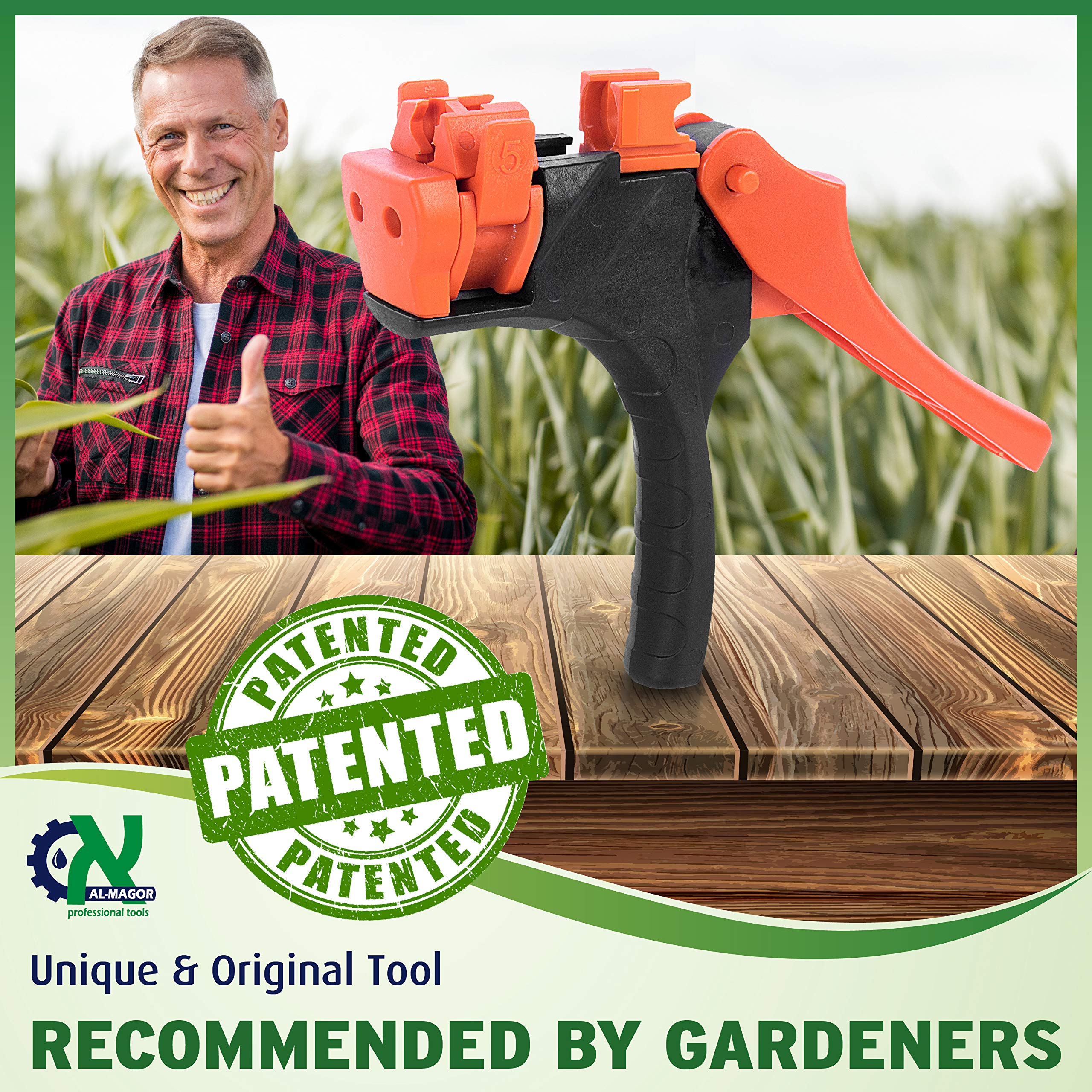 Talli Grip TG Garden Drip Irrigation Tool Kit - Patented Insertion Punch Tool for Dripper Connector & Dripper Gun - Perfect for Home Garden, Greenhouse, and Farm Irrigation Systems (Model 700011)