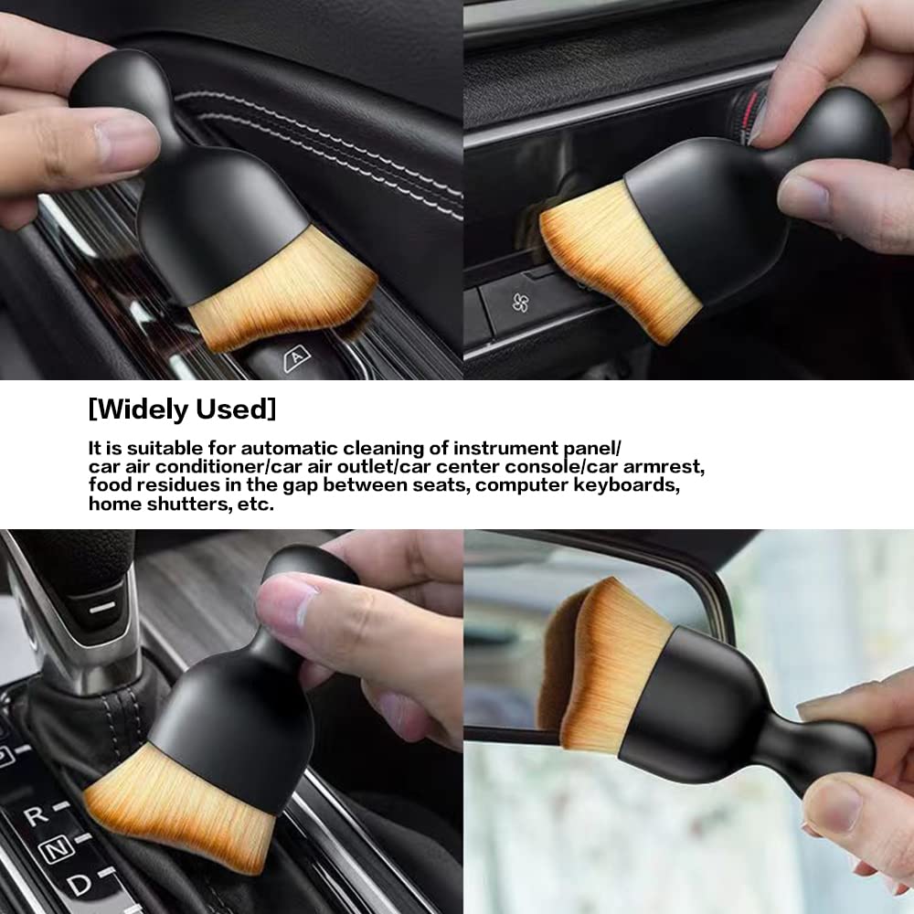 Premium Car Interior Detailing Brush Set - Ultra-Soft Bristles for Gentle Cleaning | Curved Design for Panels, Air Vents & Leather | Essential Car Detailing Tools for Professional Results | Perfect for Auto Detailing, Dashboard Cleaning & Interior Maintenance (Black)