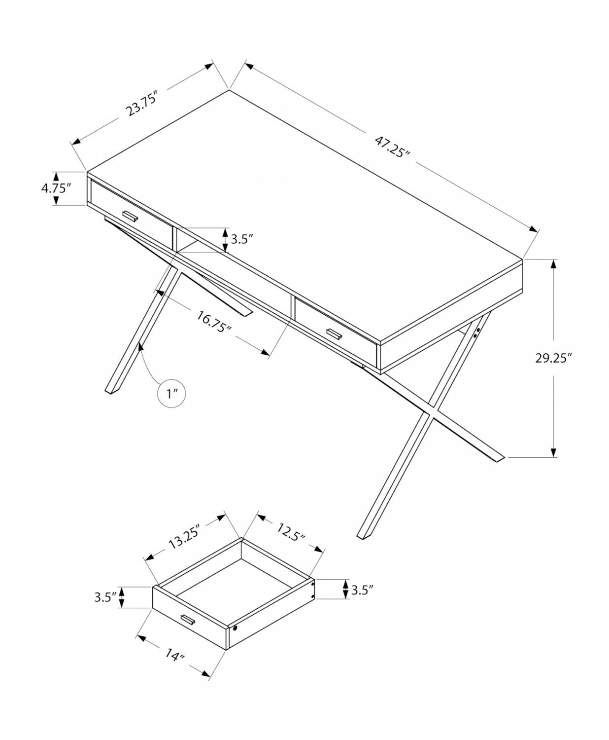 Modern Grey Marek Desk - Ergonomic Home Office Desk for Small Spaces, Study & Work from Home - Perfect for Remote Work, Online Classes & Gaming Setup