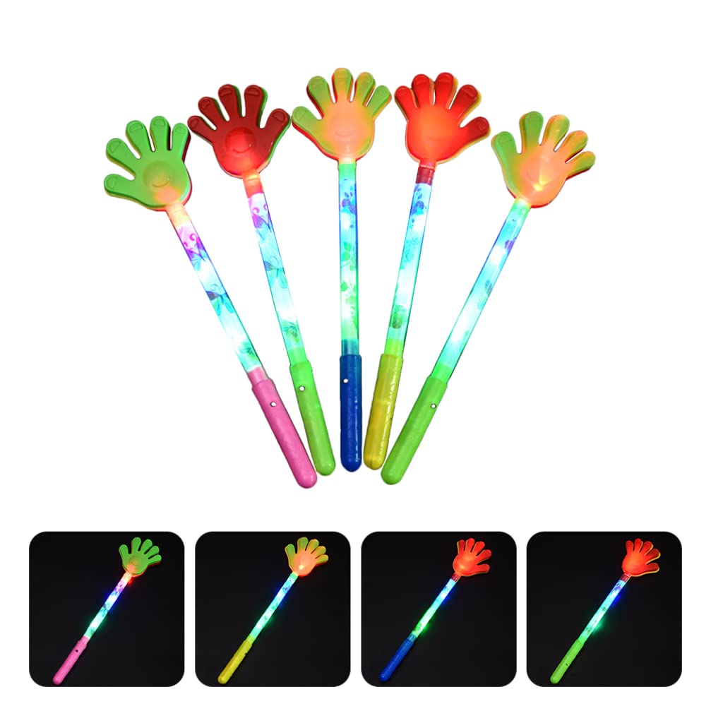 BESPORTBLE 5Pcs Light Up Plastic Hand Clappers - Noise Makers for Parties, Birthday Celebrations, Christmas Favors & Sporting Events - Fun Glow in the Dark Cheering Accessories for Festivals, Concerts and School Events