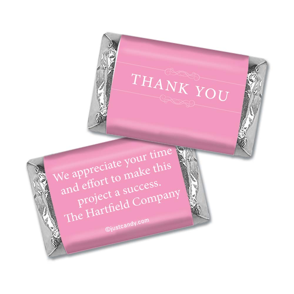 Personalized Thank You Candy Favors Miniatures - Pink (75 Count) | Custom Sweet Treats for Weddings, Baby Showers & Party Favors | Bulk Candy Gifts for Guests & Thank You Gifts