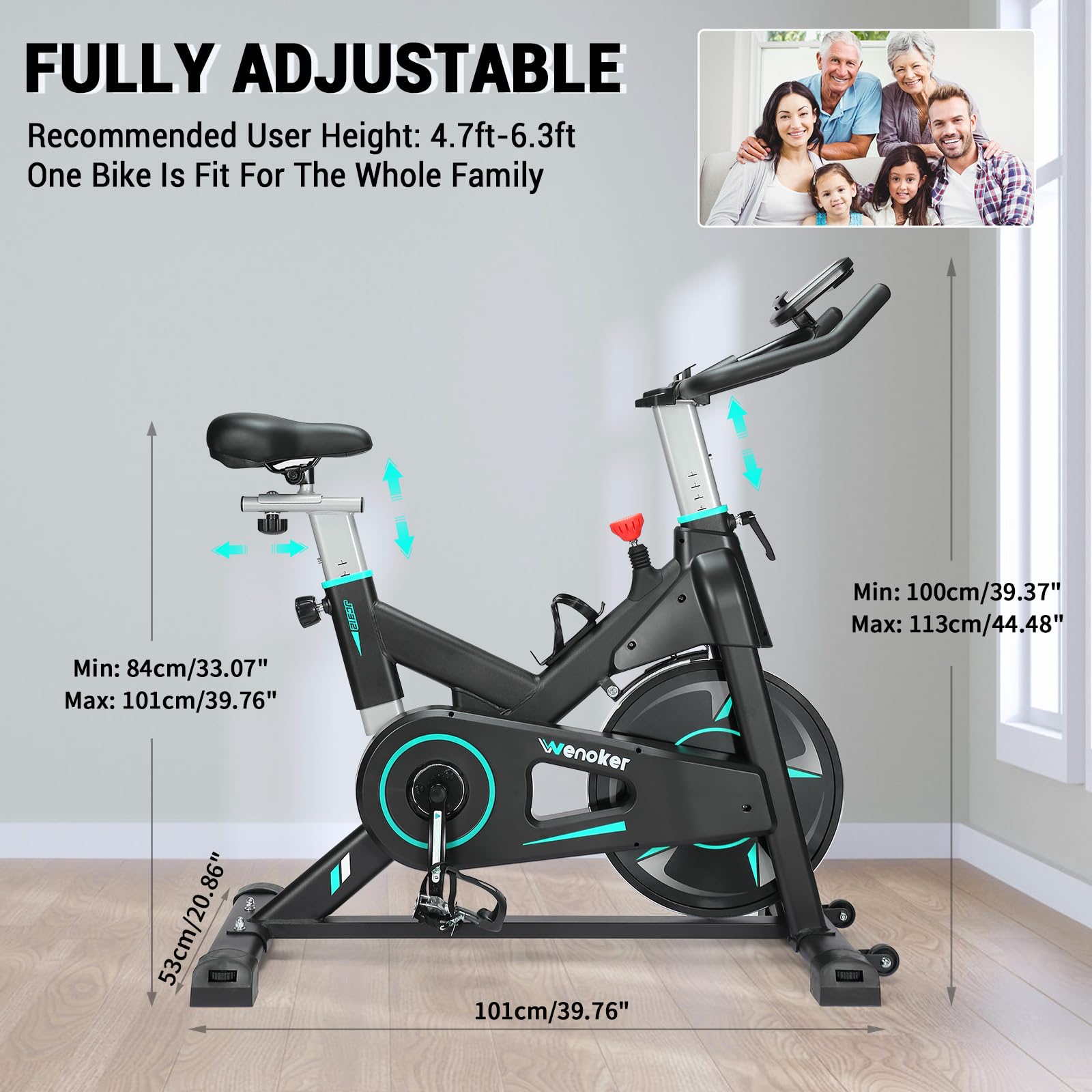 WENOKER Indoor Cycling Bike - Silent Belt Drive, Heavy Flywheel & LCD Monitor for Home Cardio Workout | Stationary Exercise Bike for Home Gym | Perfect for Weight Loss, Fitness Training & Indoor Cycling Classes