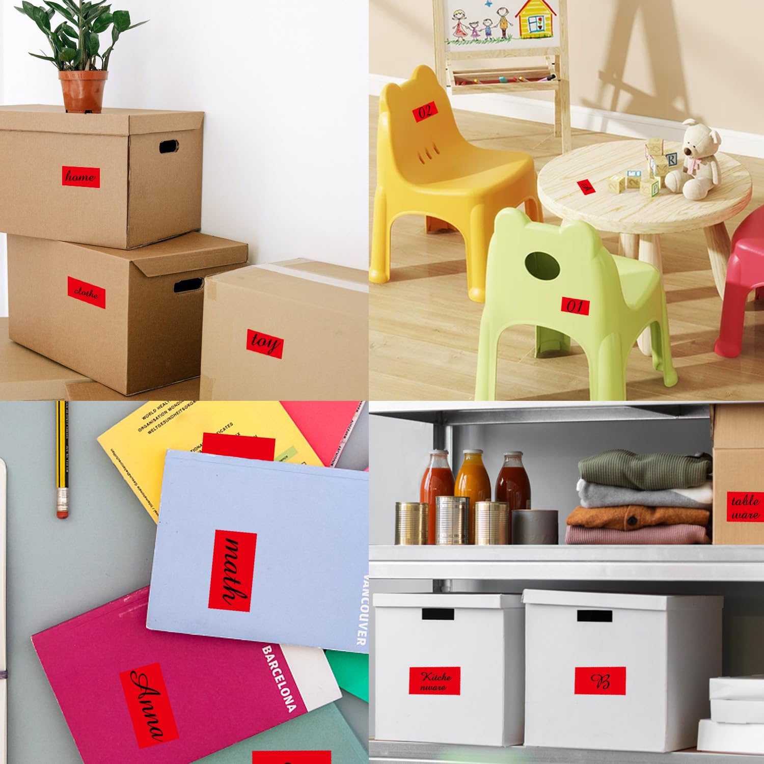 STARLIBOO 3 x 2 Inch Colorful Rectangle Moving Labels - 250Pcs Adhesive Stickers for Garage Sales, Shipping Boxes & Storage Organization (Red) - Perfect for Home Moving, Yard Sales & Package Labeling