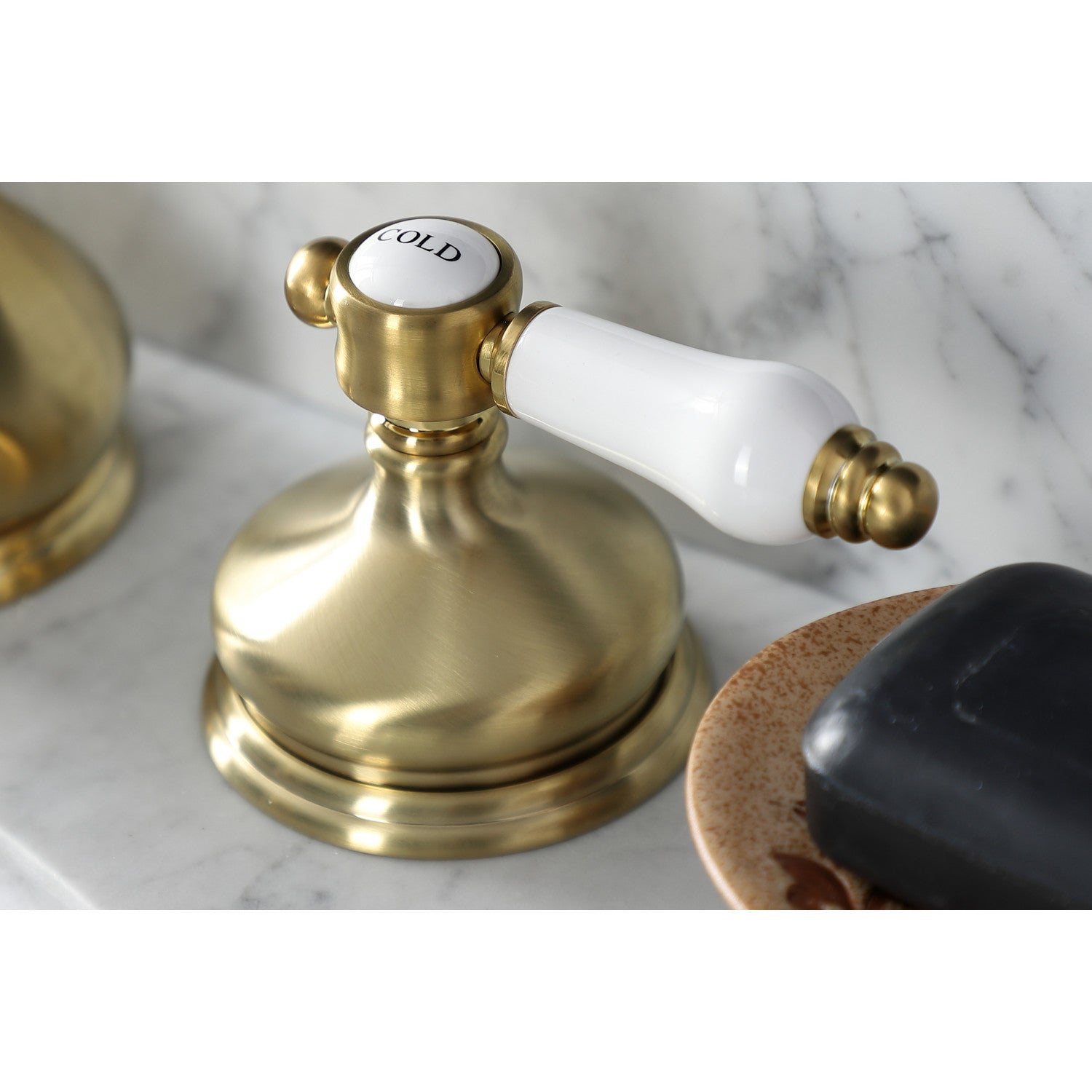 Bel Air KS1167BPL Brushed Brass Widespread Bathroom Faucet - 2 Handle 3 Hole Deck Mount with Brass Pop Up Drain - Perfect for Modern Bathroom Renovations and Vanity Upgrades