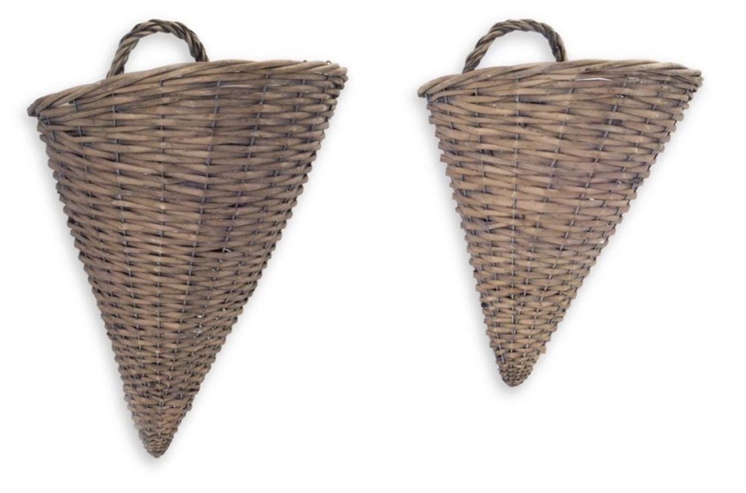 Melrose Set of 4 Rustic Brown Willow Woven Hanging Baskets - 18.75 Inch Farmhouse Decor for Wall, Porch, or Garden Storage | Natural Wicker Plant Holders for Home & Outdoor Use