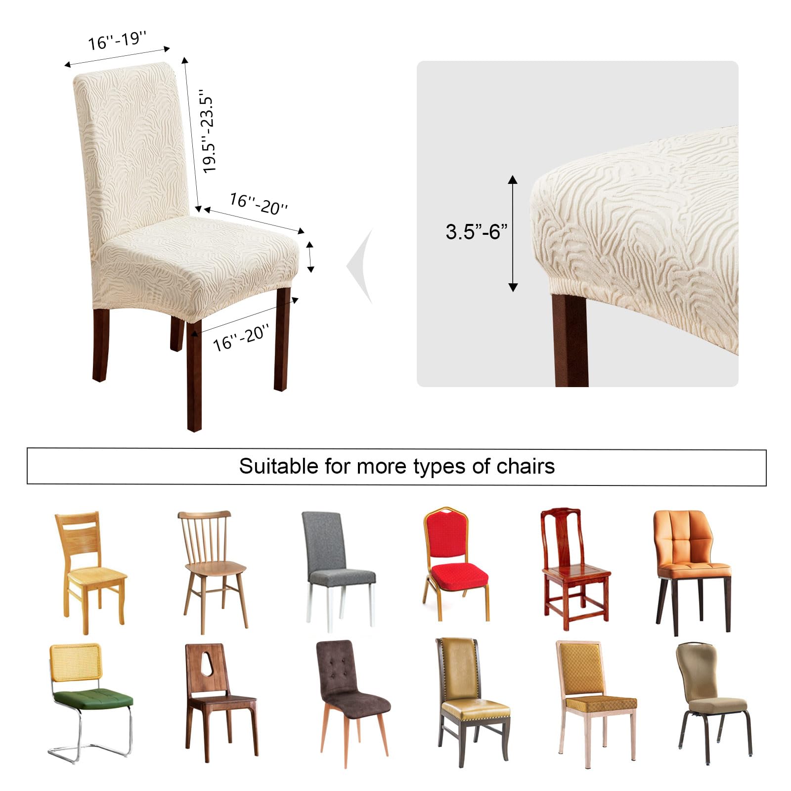 Stretch Dining Chair Covers 4-Pack - Washable & Removable for Kitchen & Dining Room