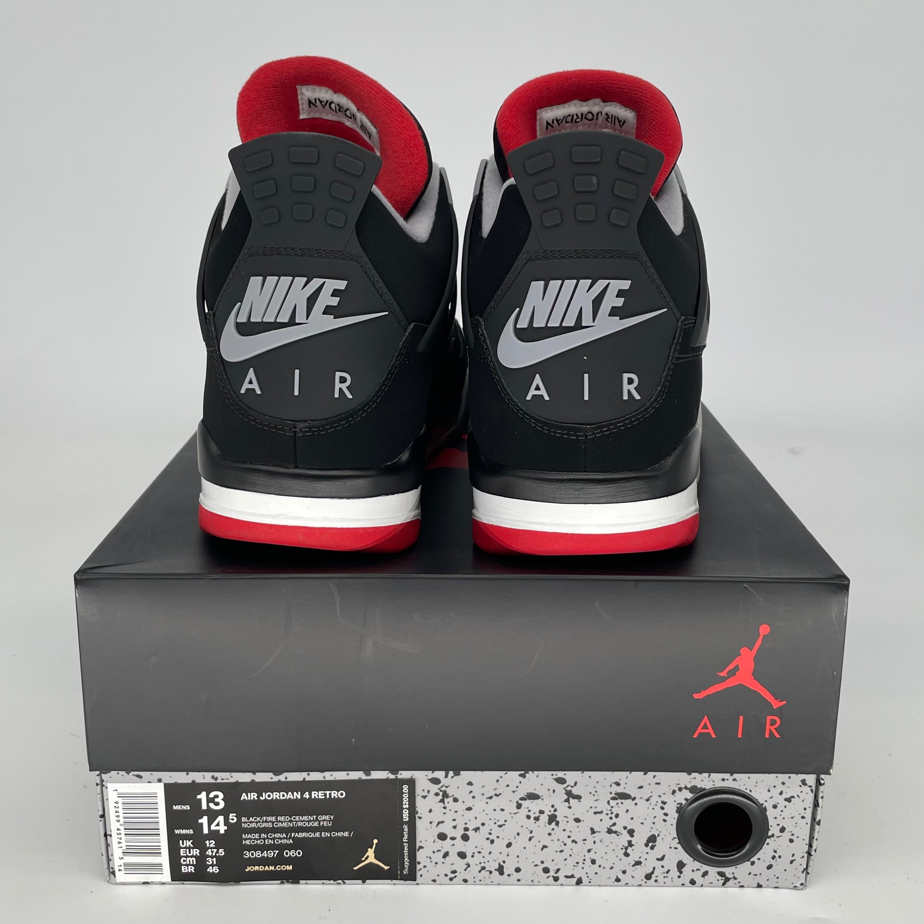 AIR JORDAN 4 BRED Retro 2019 Men's Basketball Shoes - Size 13 (308497-060) | Authentic Sneakers for Sports, Streetwear & Sneaker Collectors