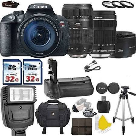 Canon EOS Rebel T5i / 800D & T7i 18MP DSLR Camera Bundle with EF-S 18-55mm IS STM, 70-300mm f/4-5.6 & 50mm f/1.8 Lenses - Perfect for Portrait, Wildlife & Travel Photography