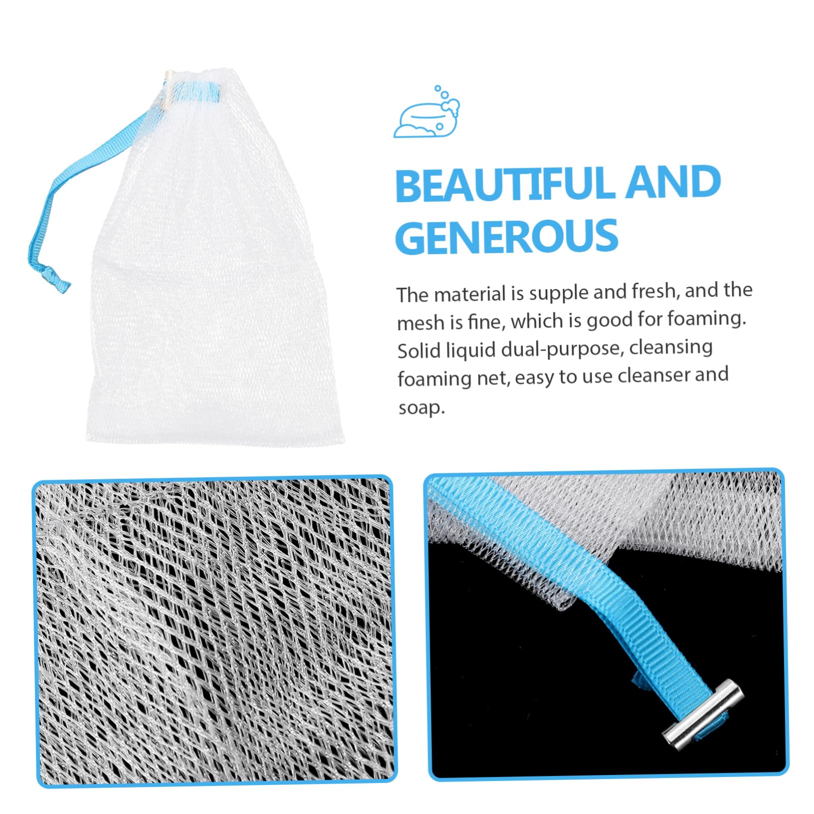 NOLITOY 8pcs Soap Mesh Bags - Hydrating Foaming Soap Savers for Bath & Face Wash (Sky Blue)