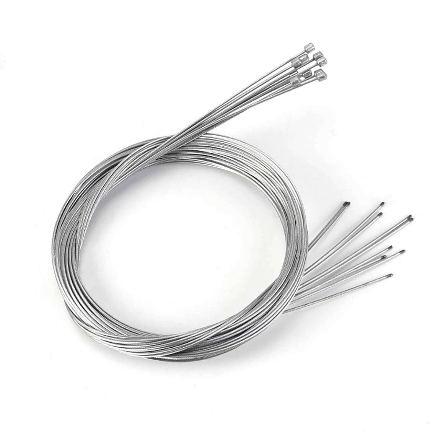 RLECS 5PCS 2m Stainless Steel Bicycle Derailleur Cable - Silver Rear Derailleur Replacement Cable with Core Cap for Mountain Bike, City Bike & Regular Bikes | Durable Shifting Performance for Commuting & Off-Road Cycling