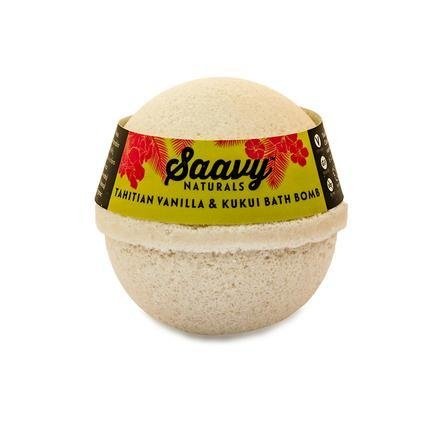 Luxury Tahitian Vanilla & Kukui Bath Bomb for Relaxation - Moisturizing & Aromatherapy Self-Care Gift - Perfect for Spa Nights, Stress Relief & Romantic Baths