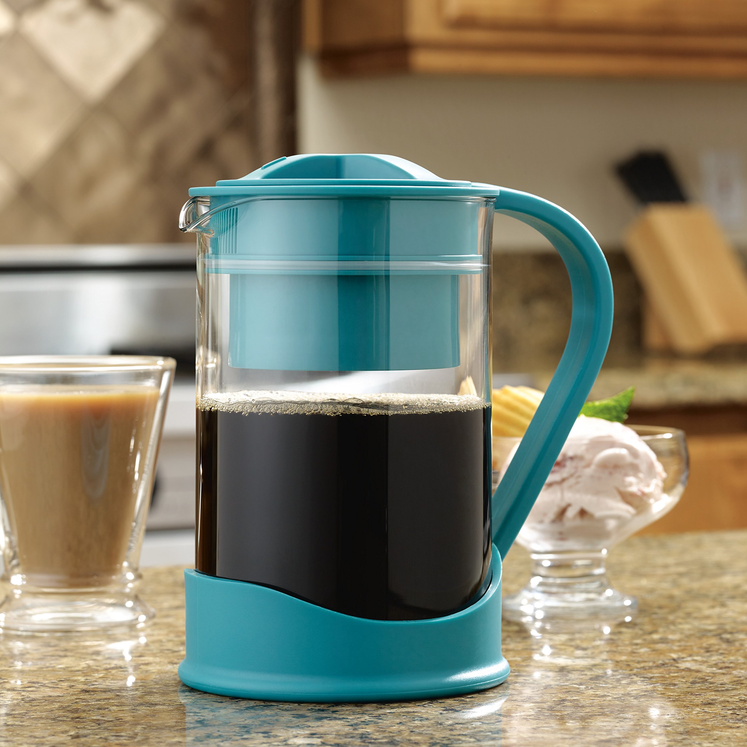 BonJour Cold Brew Coffee Maker with Glass Carafe - Iced Coffee Maker for Smooth & Rich Flavor - Perfect for Home, Office & Outdoor Use