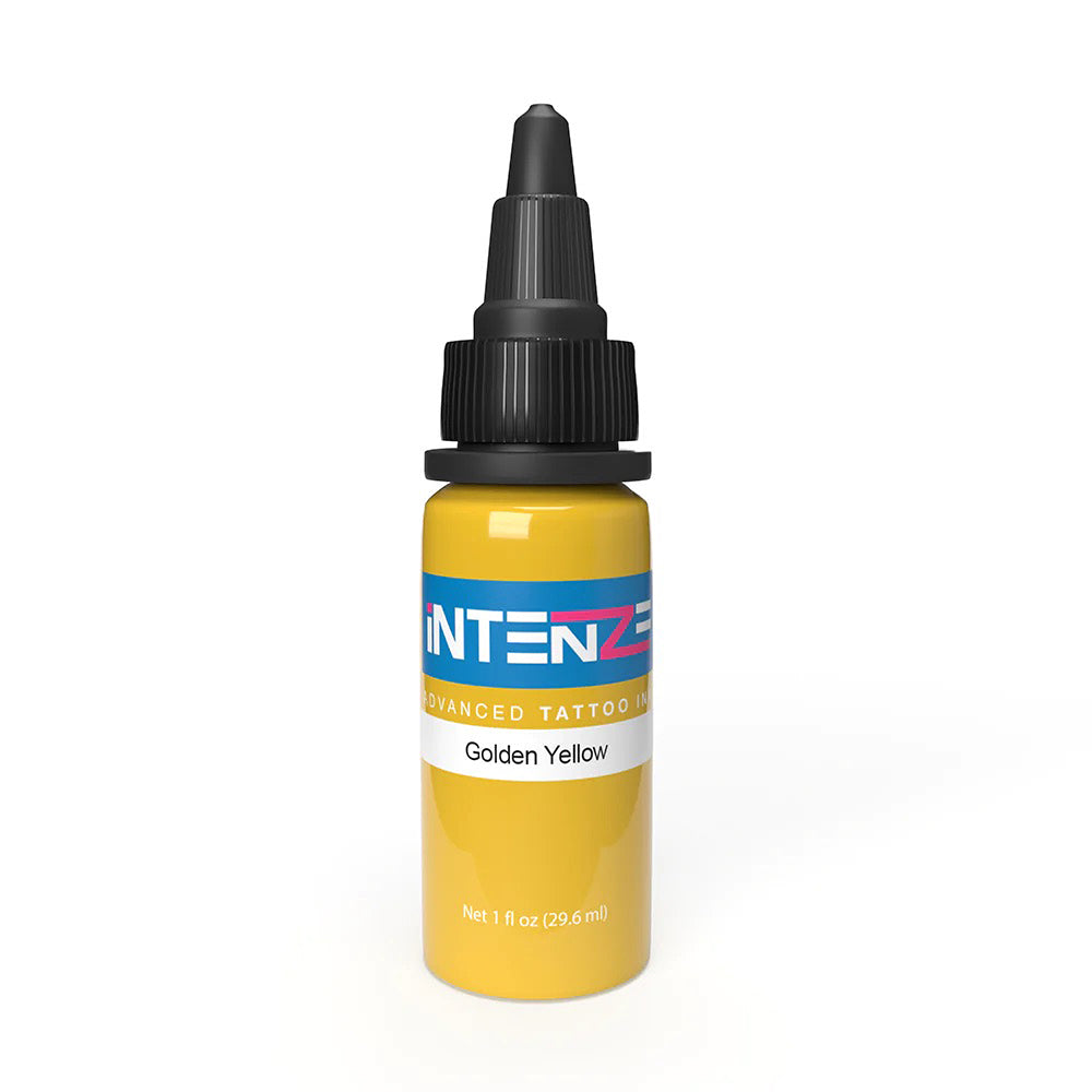 Golden Yellow Intenze Tattoo Ink - Professional Body Art Supplies (1/2oz, 1oz, 4oz) - Perfect for Tattoo Artists & Permanent Makeup