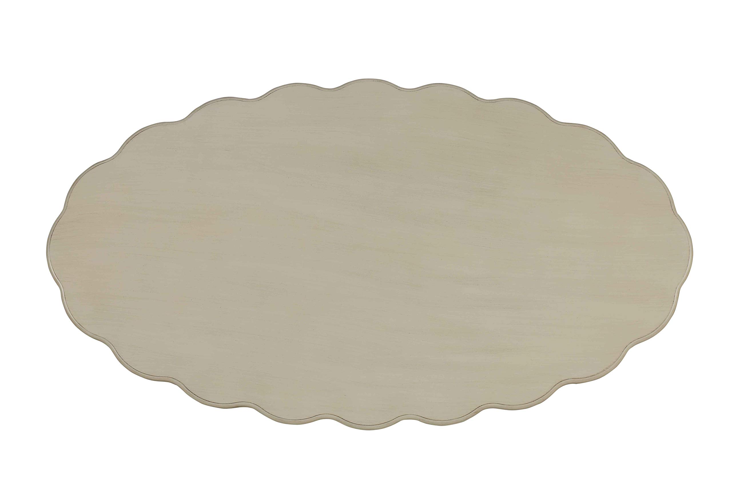 Solid Wood Oval Coffee Table with Scalloped Round Tabletop & Open Shelf - Traditional Cocktail Center Table for Living Room, Office, Reception - Perfect for Entertaining, Relaxing & Home Decor