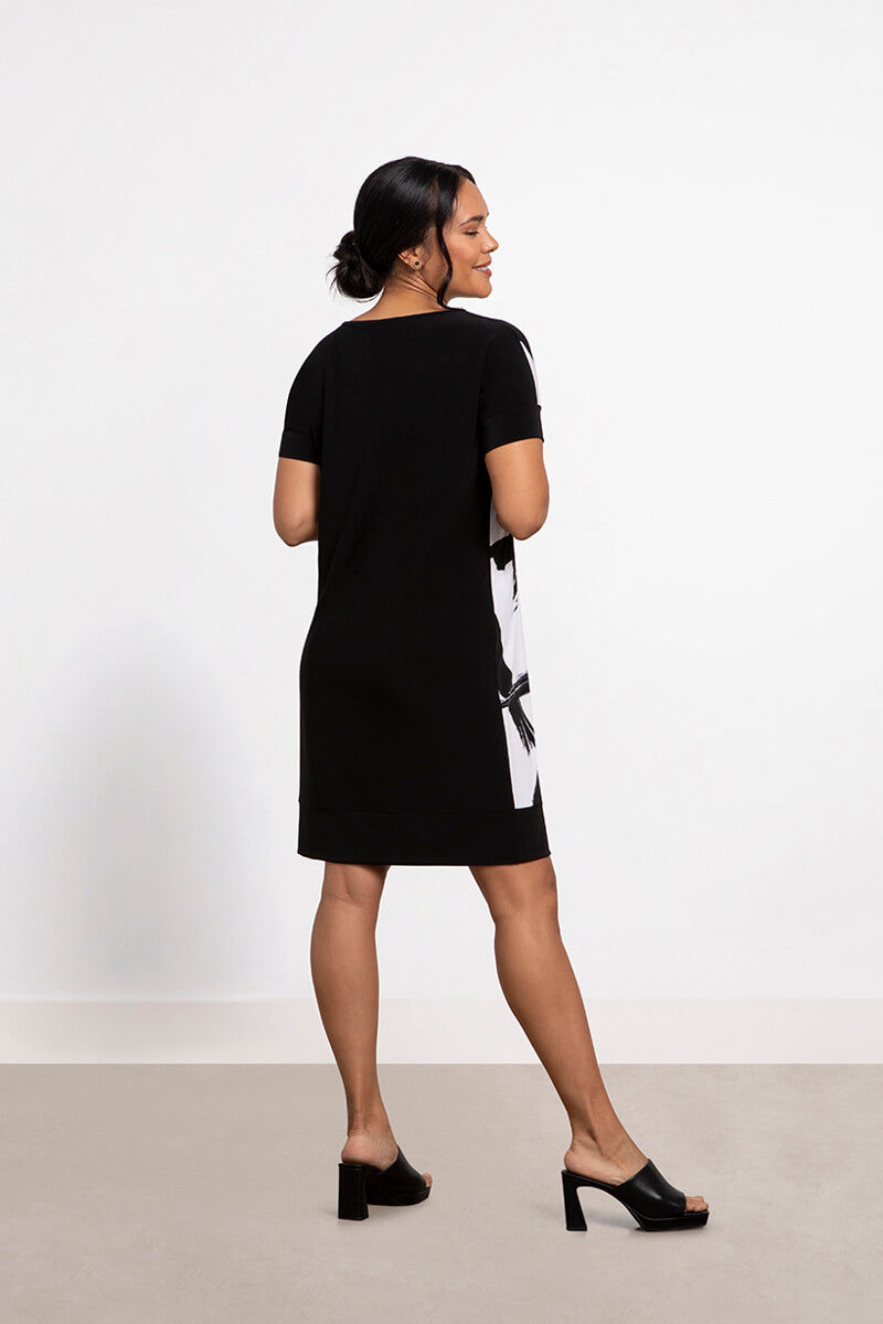 Abstract Print Boat Neck Dress for Women - Elegant Flowy Summer Dress for Casual Outings, Beach Vacations & Date Nights