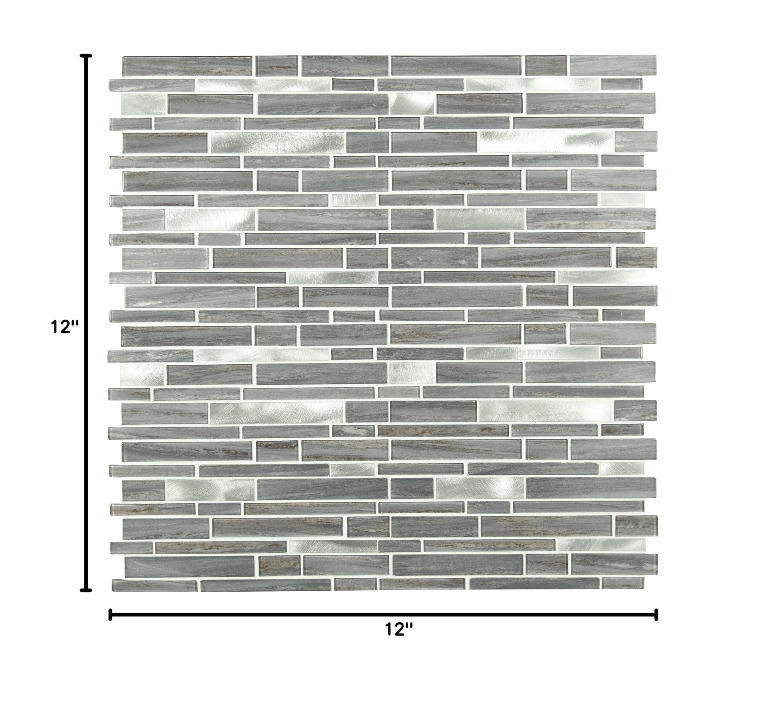 MSI Bimini 12x12 Inch Interlocking Glass Mosaic Tile - Gray-Dark Mesh Backed for Kitchen Backsplash, Bathroom & Shower Walls | Waterproof & Easy to Install Home Decor