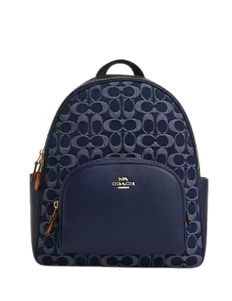 Coach Signature Denim Court Backpack - Stylish Women's Casual Backpack for Work, School & Travel | Durable Designer Bag for Everyday Use