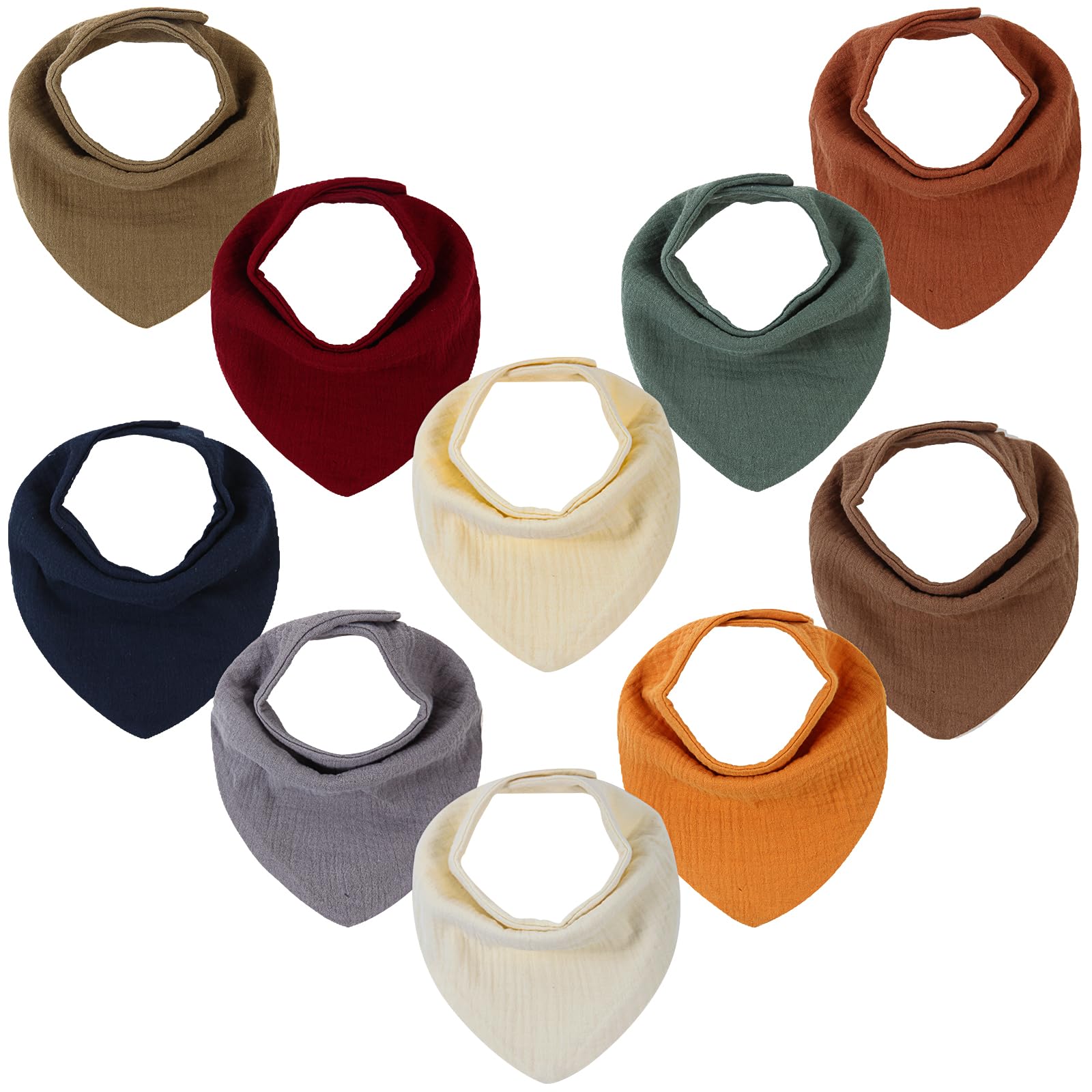 10 Pack Baby Bibs for Drooling & Teething - Soft Muslin Bandana Bibs for Boys & Girls 0-12 Months | Newborn Essentials & Unique Baby Shower Gifts | Perfect for Feeding, Playtime & Daily Protection