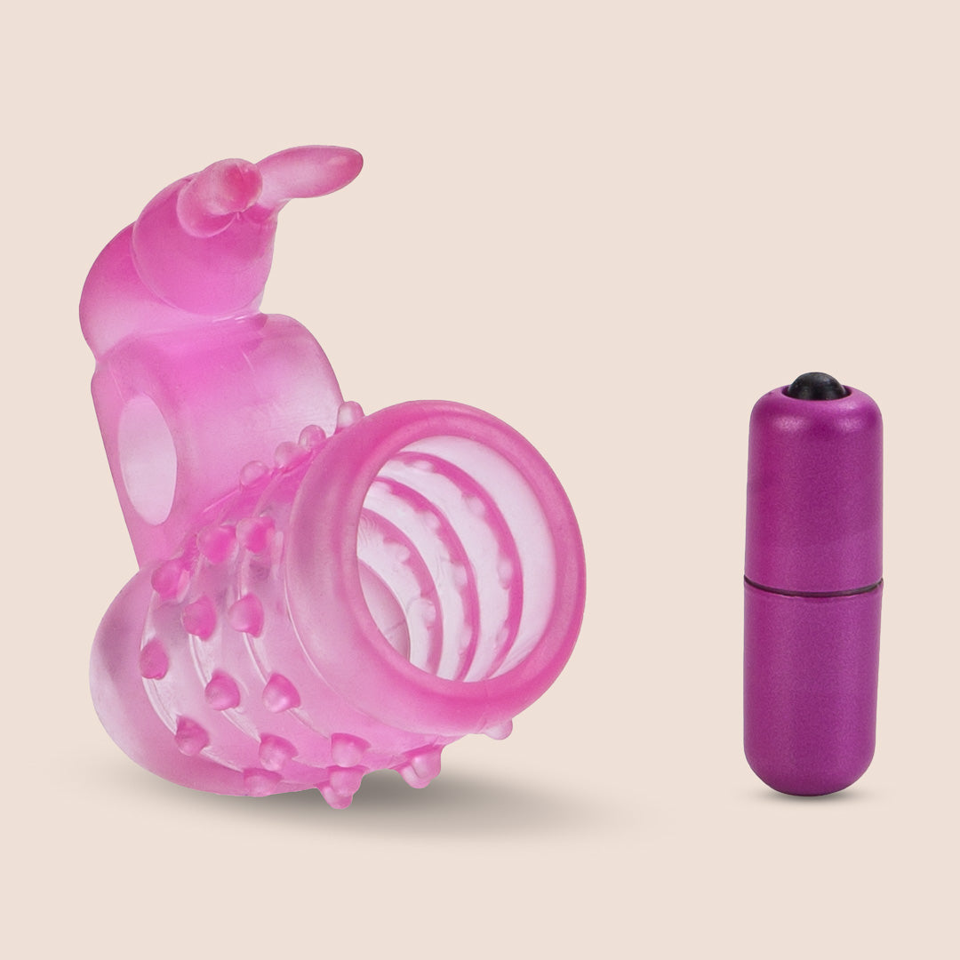CalExotics Basic Essentials® Stretchy Vibrating Bunny Enhancer™ - Soft Silicone Vibrating Sleeve for Enhanced Pleasure | Perfect for Couples & Solo Play, Sensual Massage & Intimate Moments